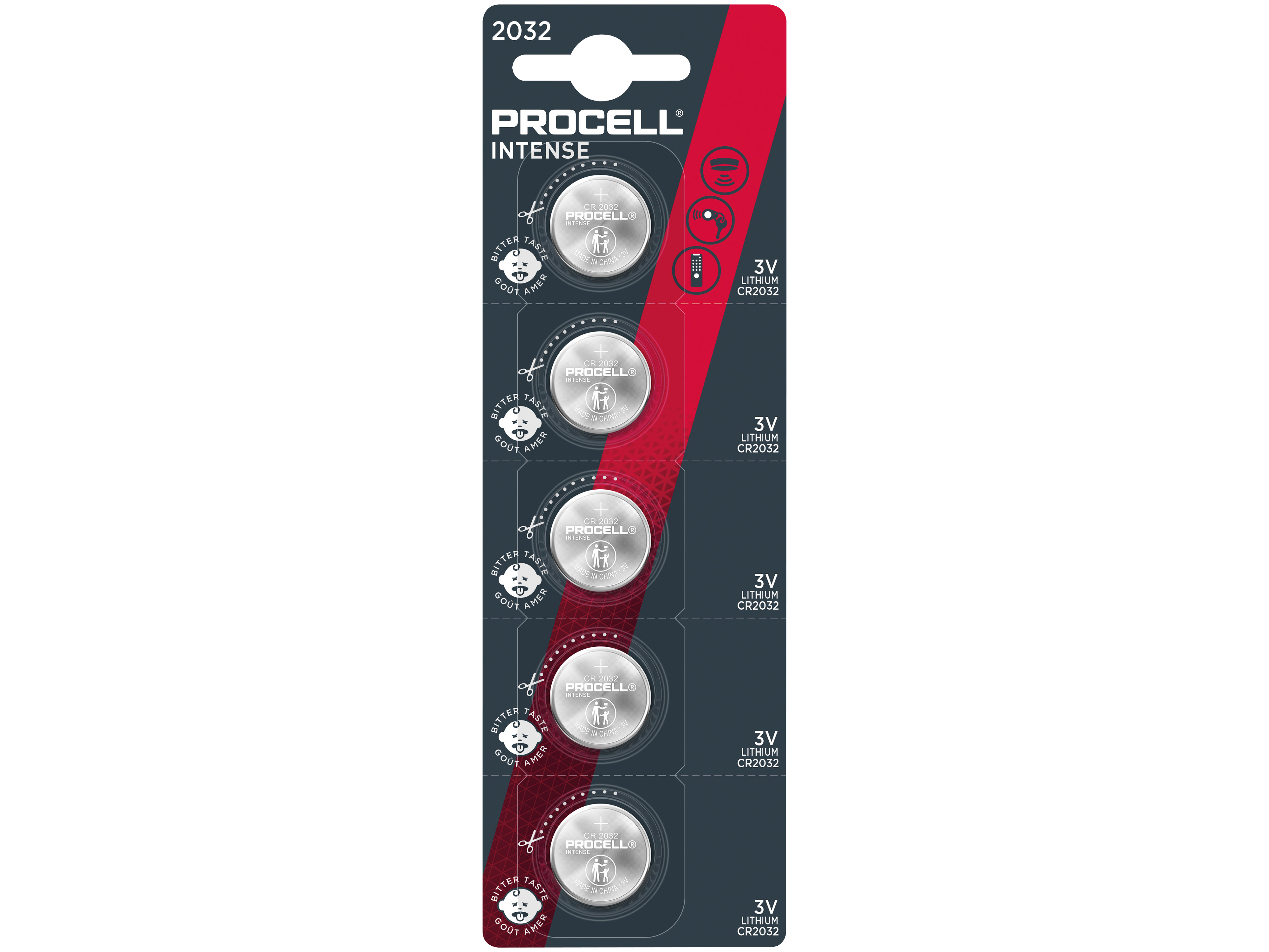 PROCELL Intense, CR 2032, 3V, Lithium Knopfzelle, 5 Stück PROCELL Intense, CR 2032, 3V, Lithium Knopfzelle, 5 Stück