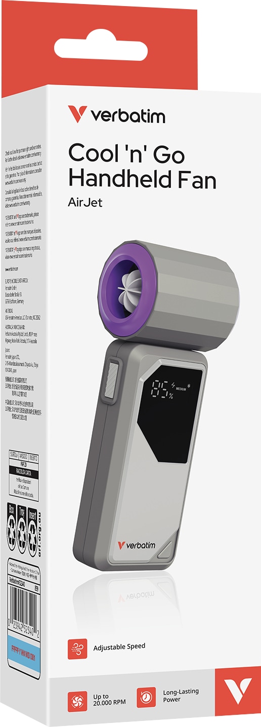 VERBATIM USB-Handventilator Cool'n'Go AirJet grau/lila