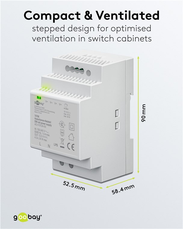GOOBAY Hutschienen-Netzteil 74766, 12 V, 4,5 A, 54 W