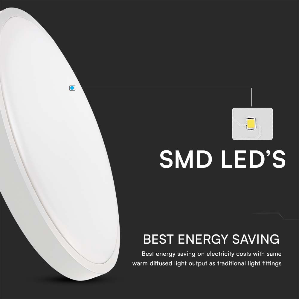 V-TAC LED-Deckenleuchte VT-8630, EEK: F, 36 W, 3820 lm, 4000 K, IP44, 350 mm