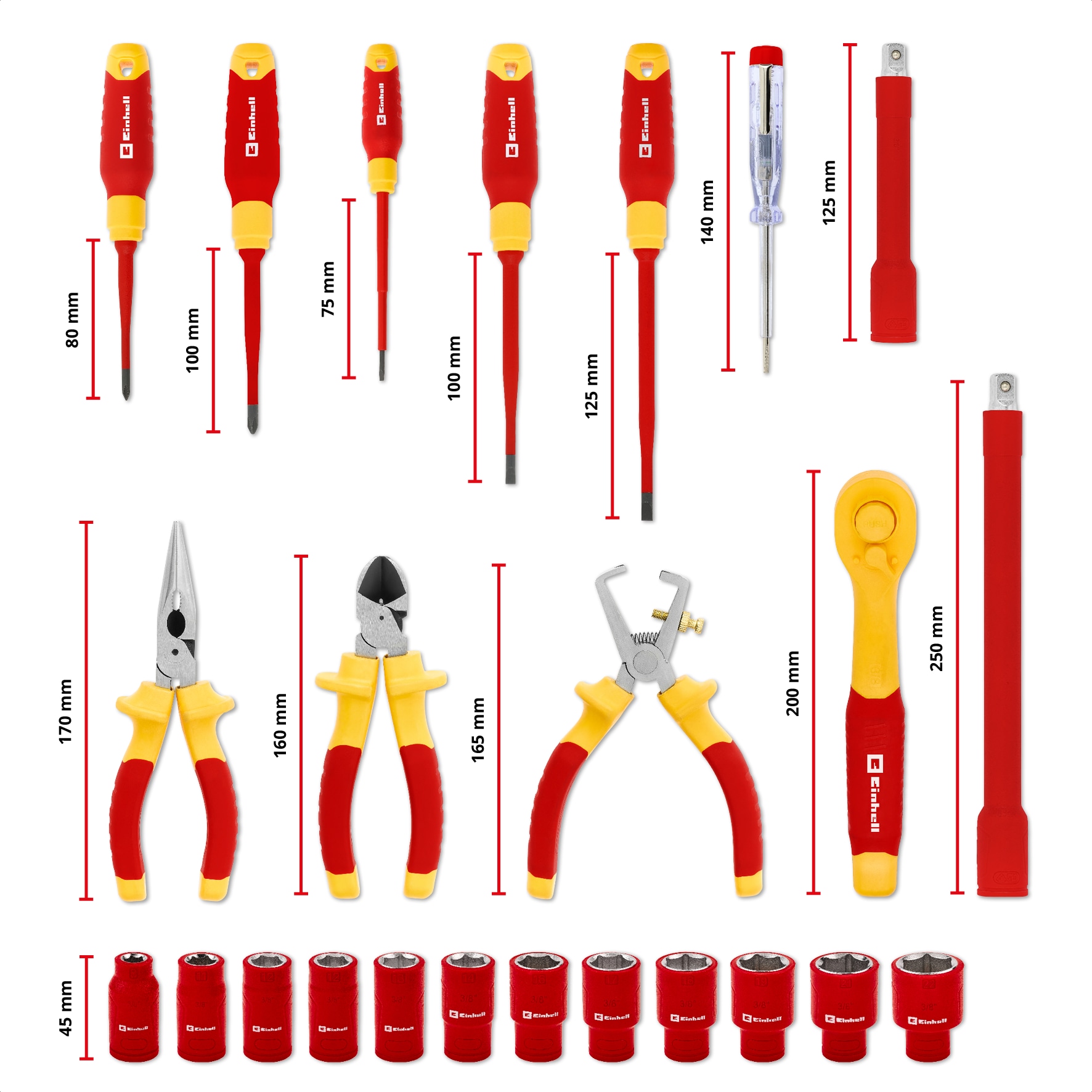 EINHELL Werkzeugkoffer VDE-Elektriker-Werkzeuge, 370516, E-Case, 24-teilig