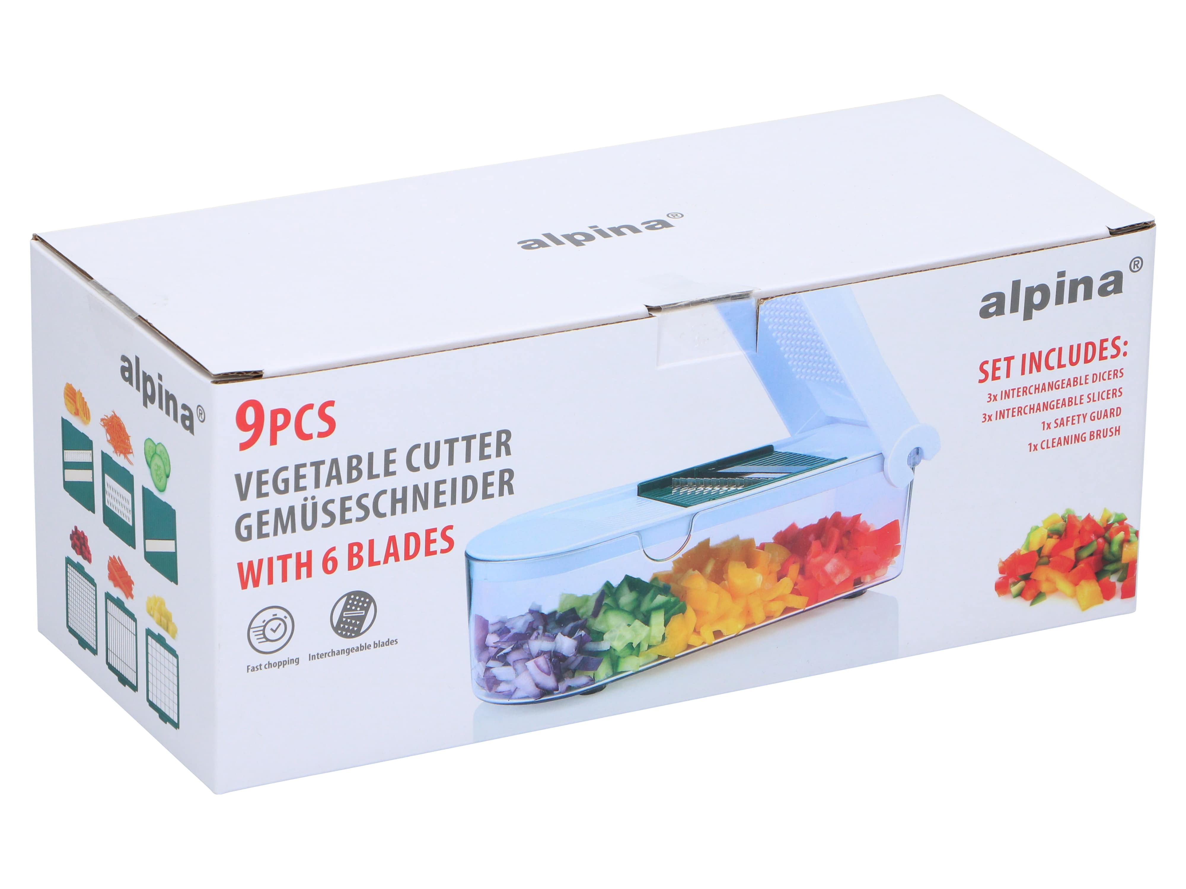 ALPINA Gemüseschneider 9-teilig, mit 6 Klingen, inkl. Reinigungsbürste