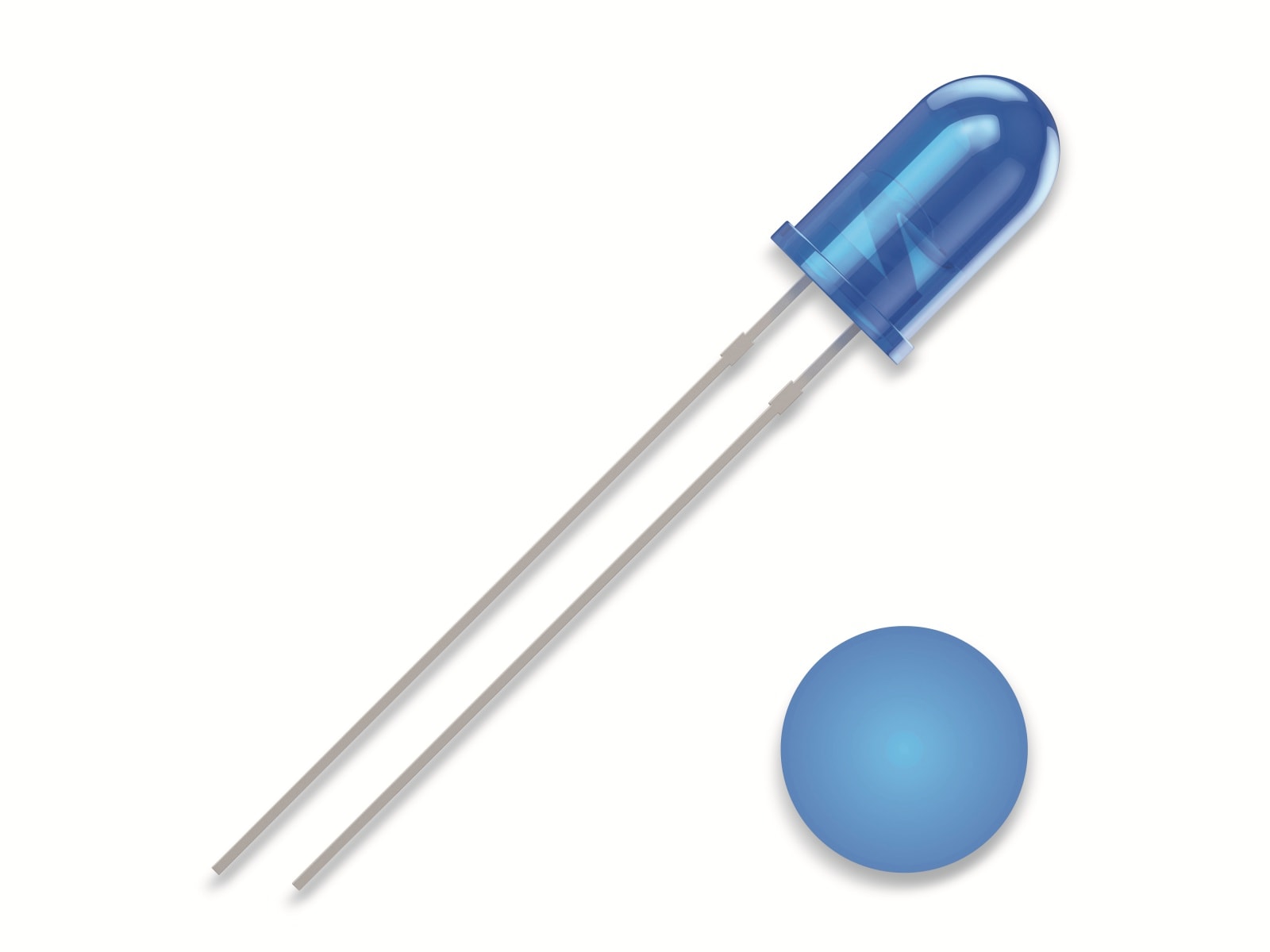 QUADRIOS LED, 5 mm, 2,54 mm, Blau QUADRIOS LED, 5 mm, Lichtfarbe: Blau, Gehäusefarbe: Diffus-Blau, 1300 mcd, 460 nm, 2,54 mm