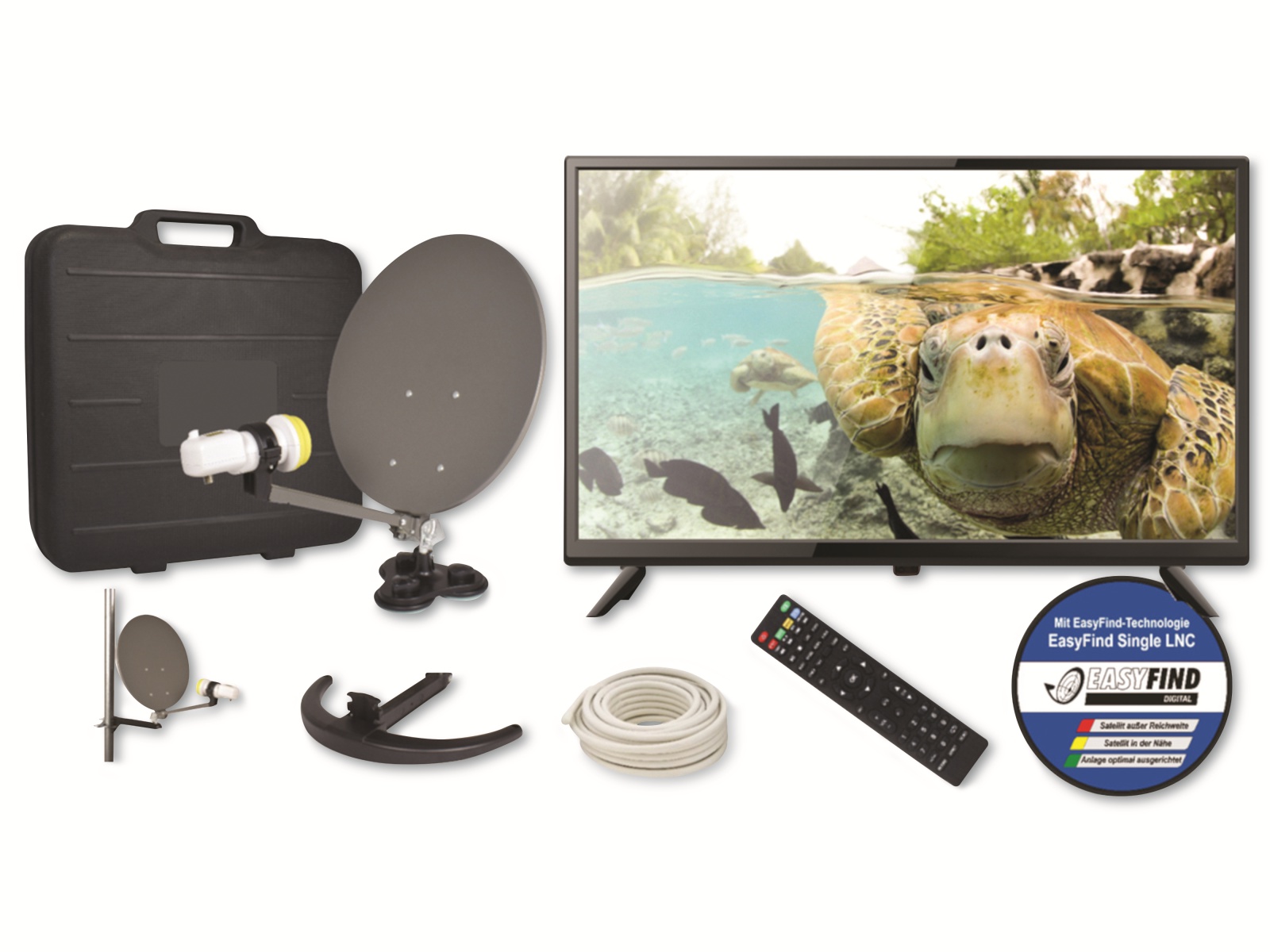EASYFIND TV Camping Sat-System CD07, LED-TV 48 cm (19")