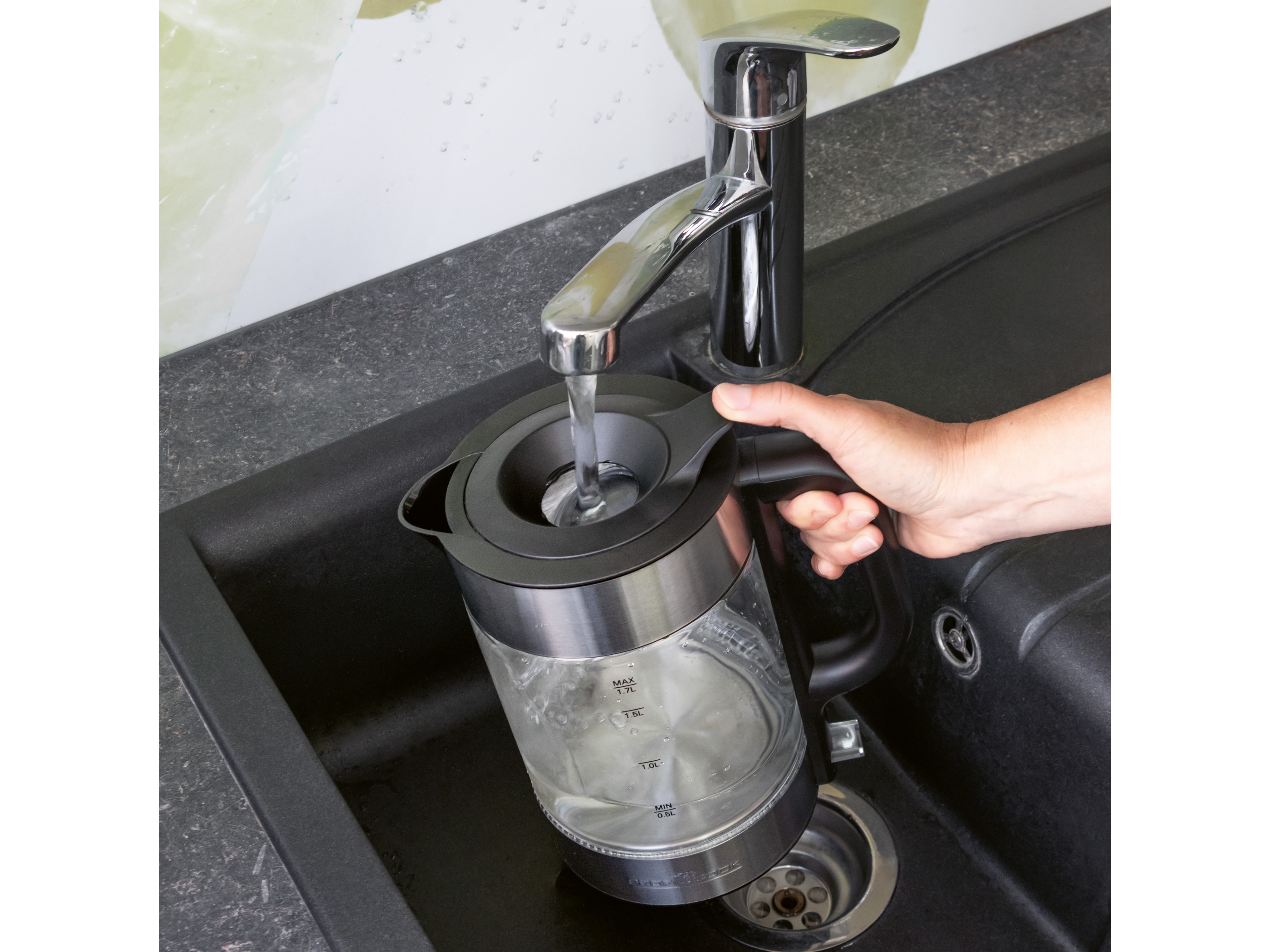 PROFICOOK Glas-Wasserkocher PC-WKS 1322, 1,7L, Glas & Edelstahl, 2200 W, Inox