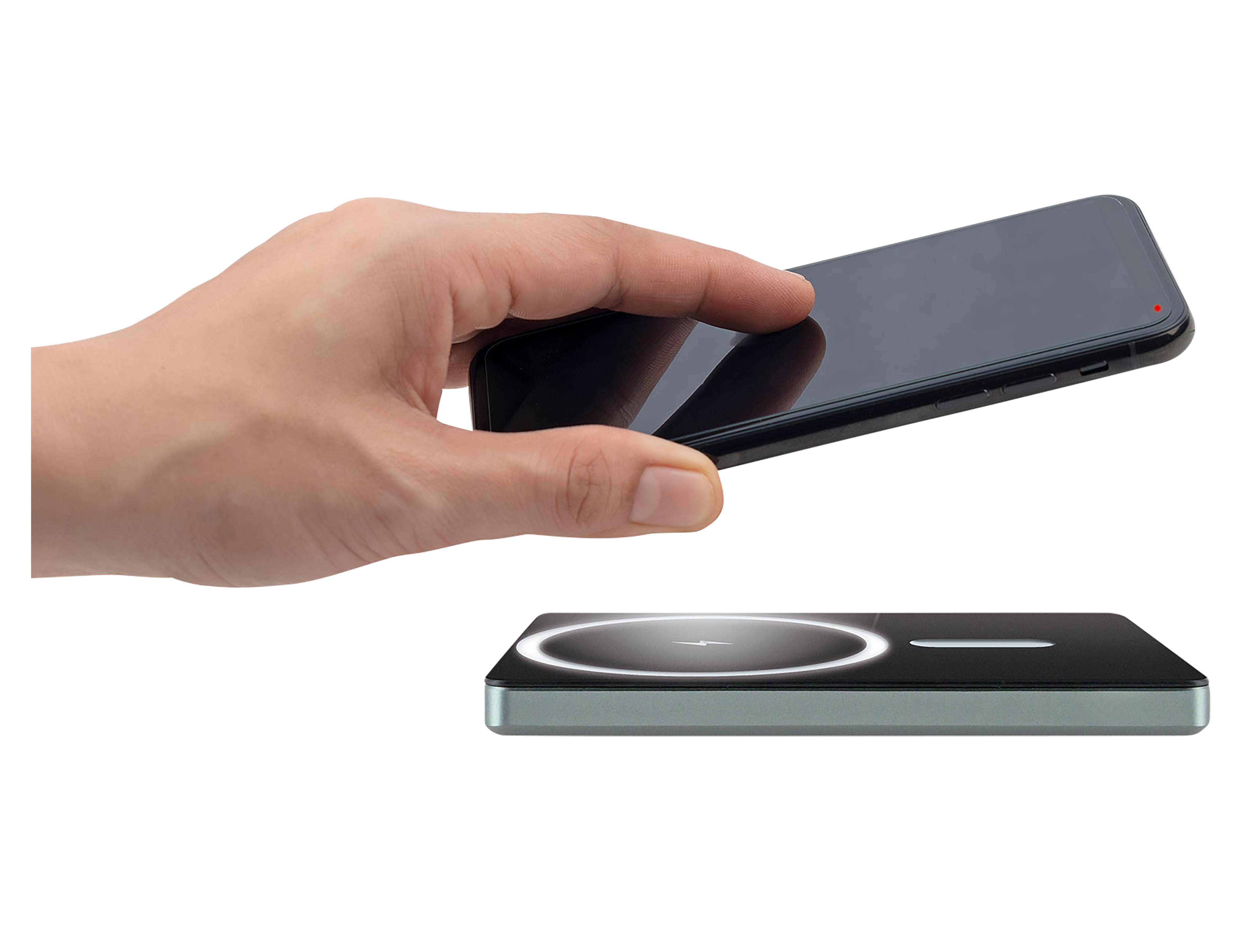 SCHWAIGER Powerbank LPBC0500, 5.000 mAh, QI-Ladefunktion, MagSafe-kompatibel, Wireless & USB-C, Aluminiumgehäuse