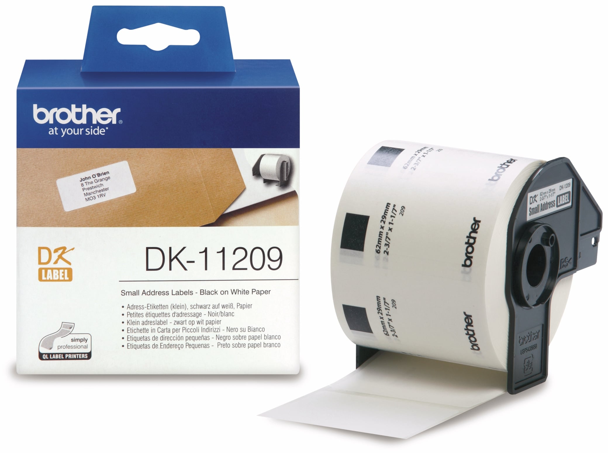 BROTHER Etiketten DK-11209 29mm x 62mm 800 Stück weiß BROTHER Etiketten DK-11209 29mm x 62mm 800 Stück weiß