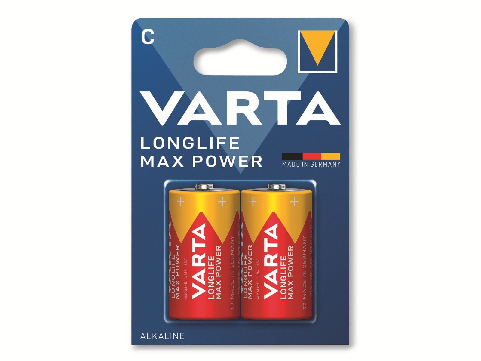 VARTA Batterie Alkaline, Baby, C, LR14, 1.5V, Longlife Max Power, 2 Stück