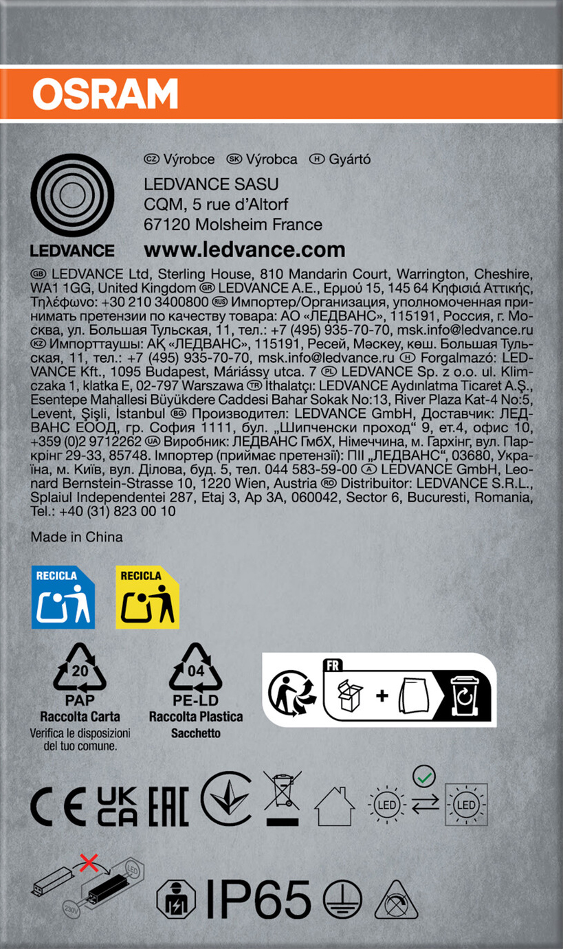 OSRAM LED-Feuchtraumleuchte mit Sensor 8W, 4000 K, 650 lm, IP65, neutralweiß, 65,1 cm