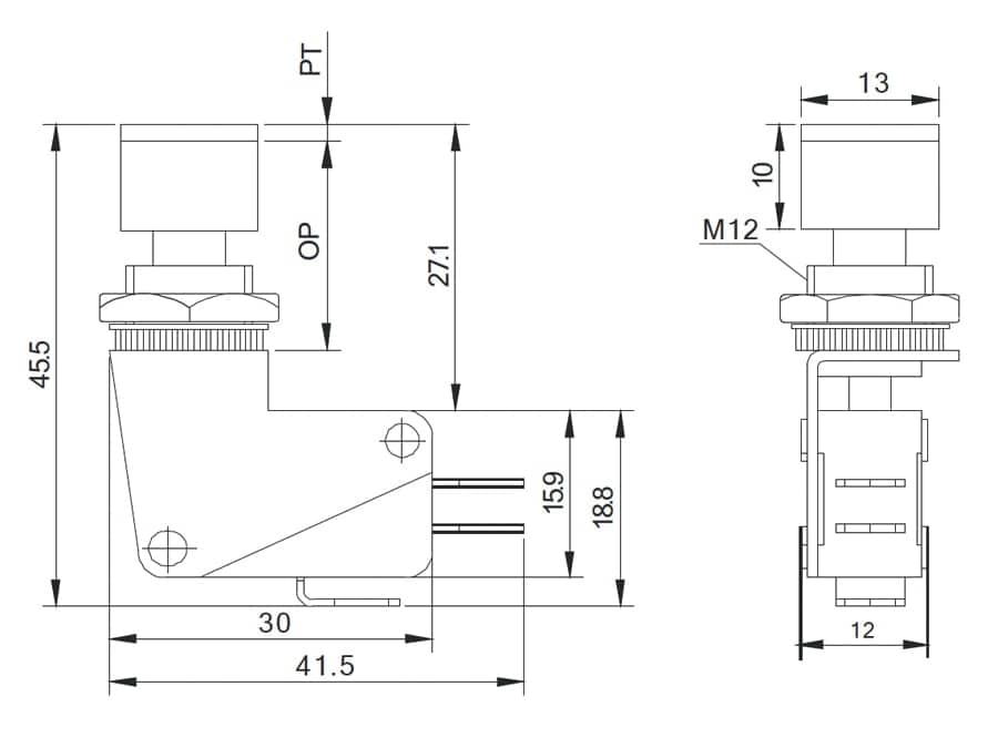 Einbau-Drucktaster DS438, 7,5 A/250 V~, schwarz