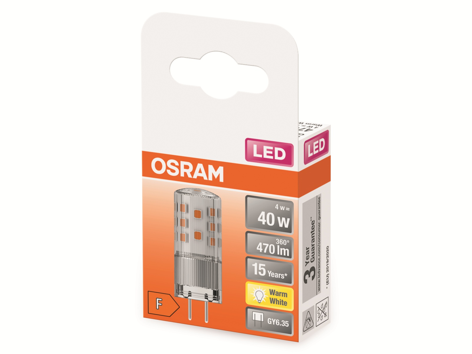 OSRAM LED-Stiftsockellampe, PIN35, GY6.35, EEK: F, 4W, 470lm, 2700K