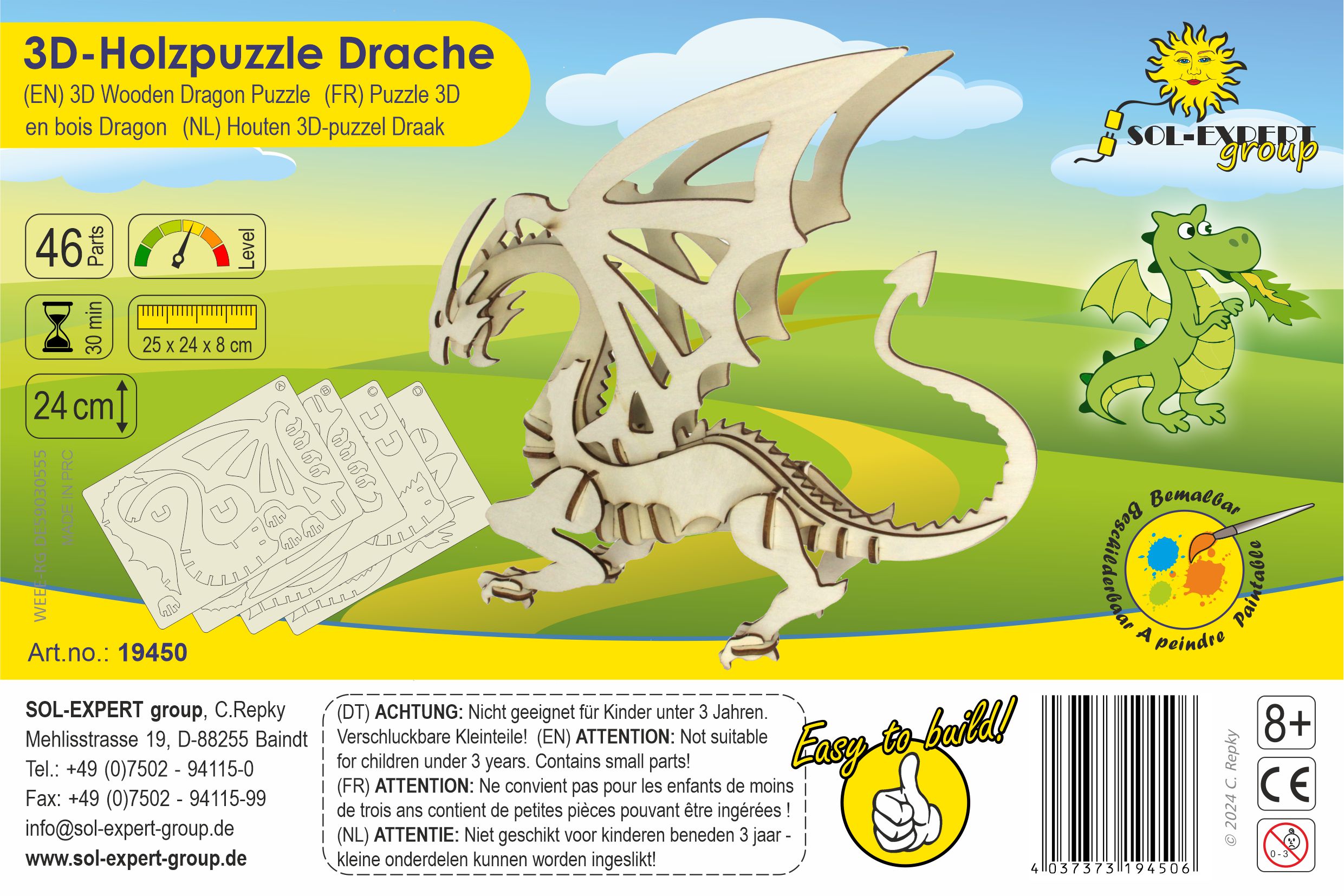 SOL-EXPERT 3D Holz Puzzle Drache