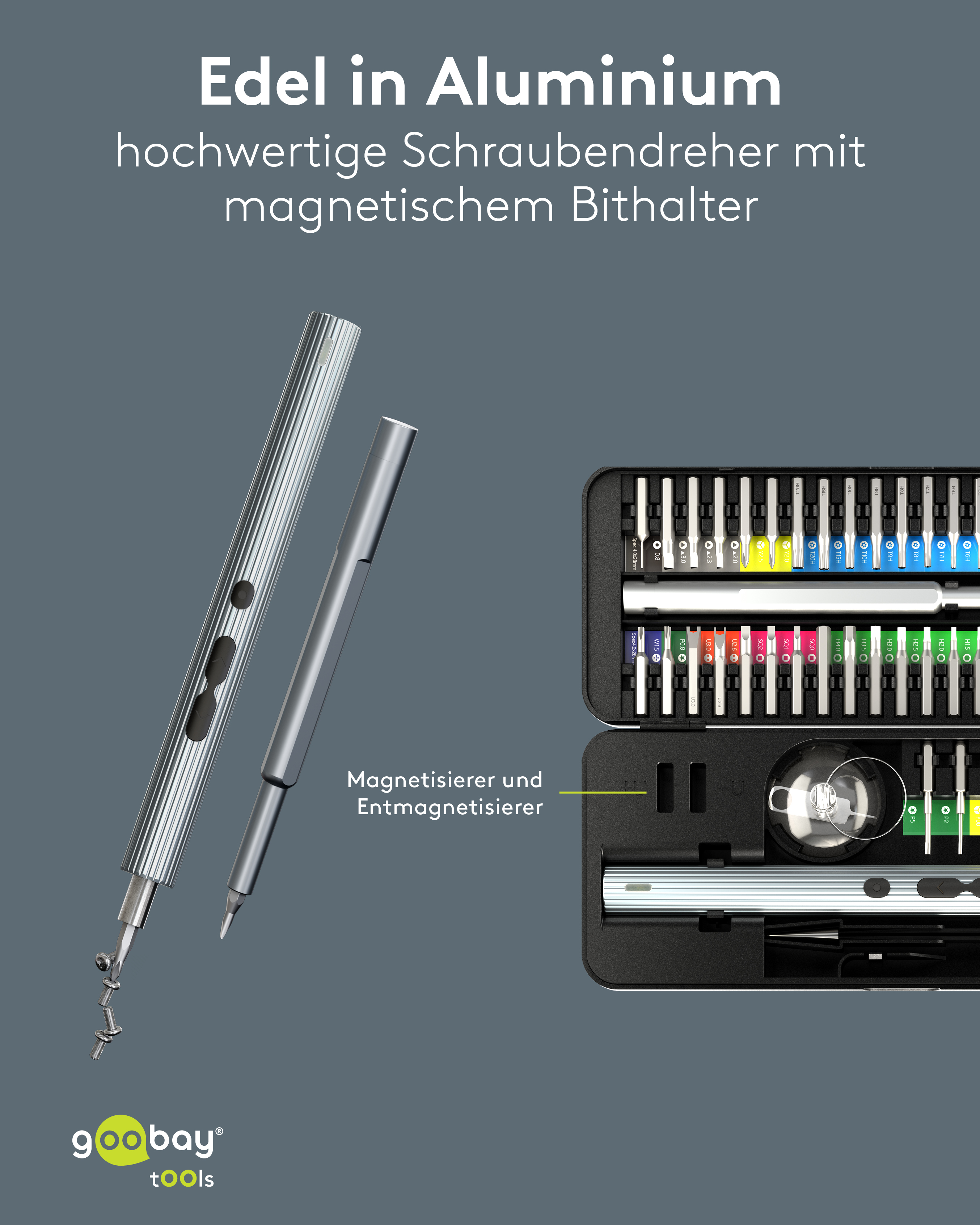 GOOBAY TOOLS 58in1 Elektrischer Schraubendreher, 77839, mit 50-tlg. Präzisions-Bitsatz