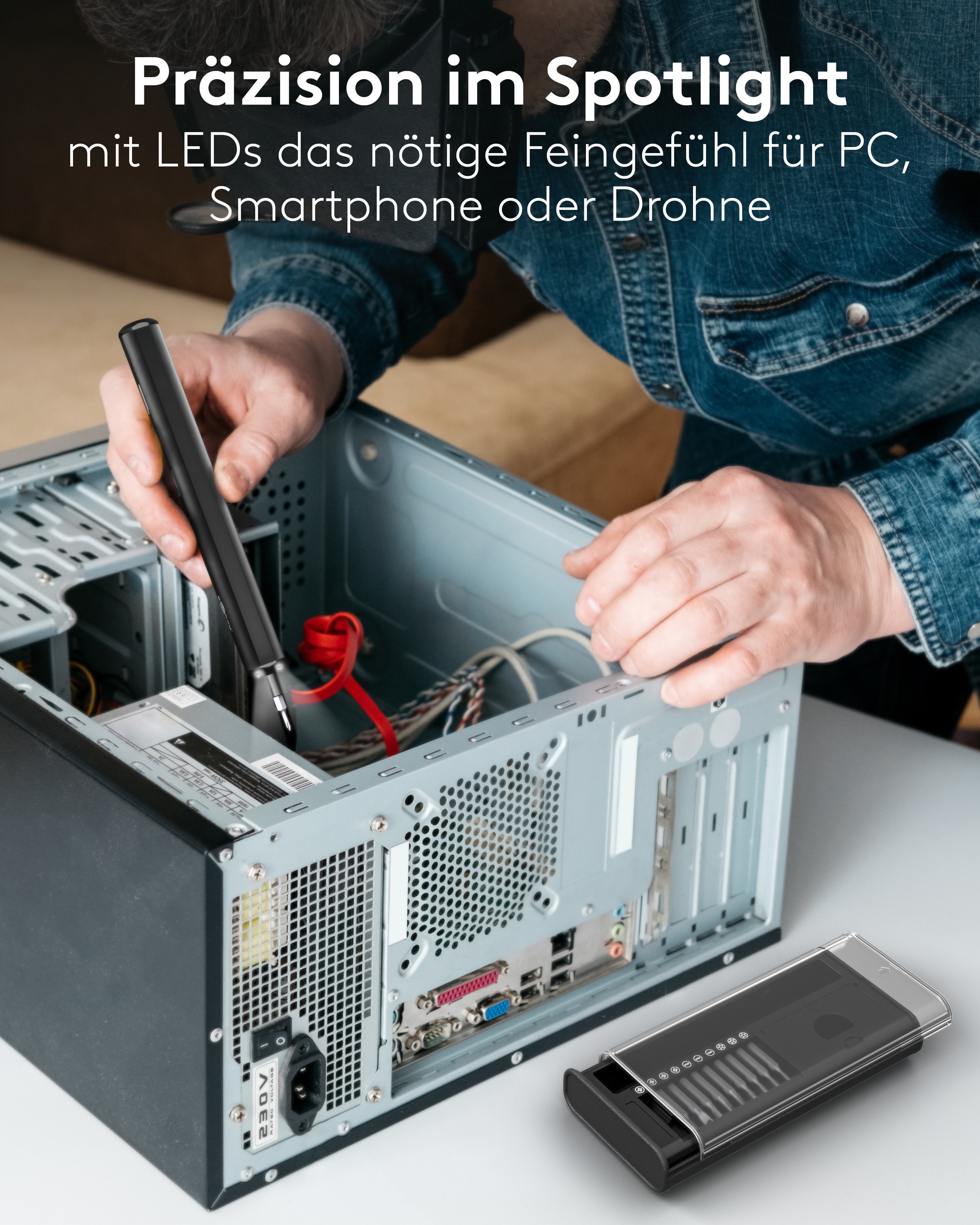 GOOBAY TOOLS Elektrischer Schraubendreher, 77838, mit 20-tlg. Präzisions-Bitsatz