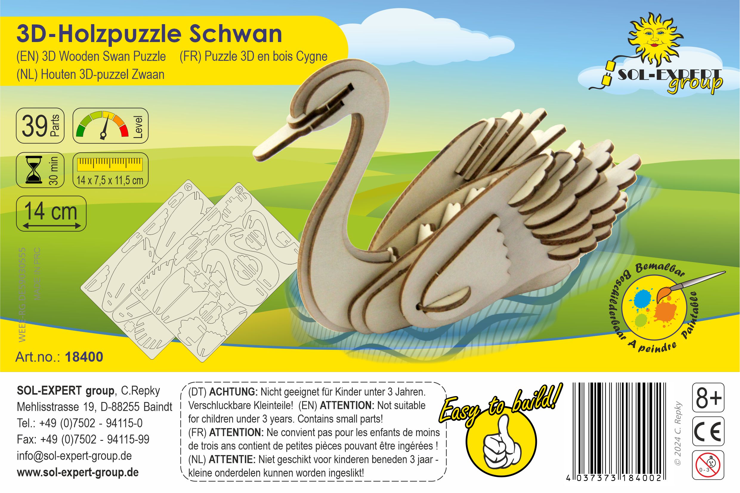 SOL-EXPERT 3D Holz Puzzle Schwan