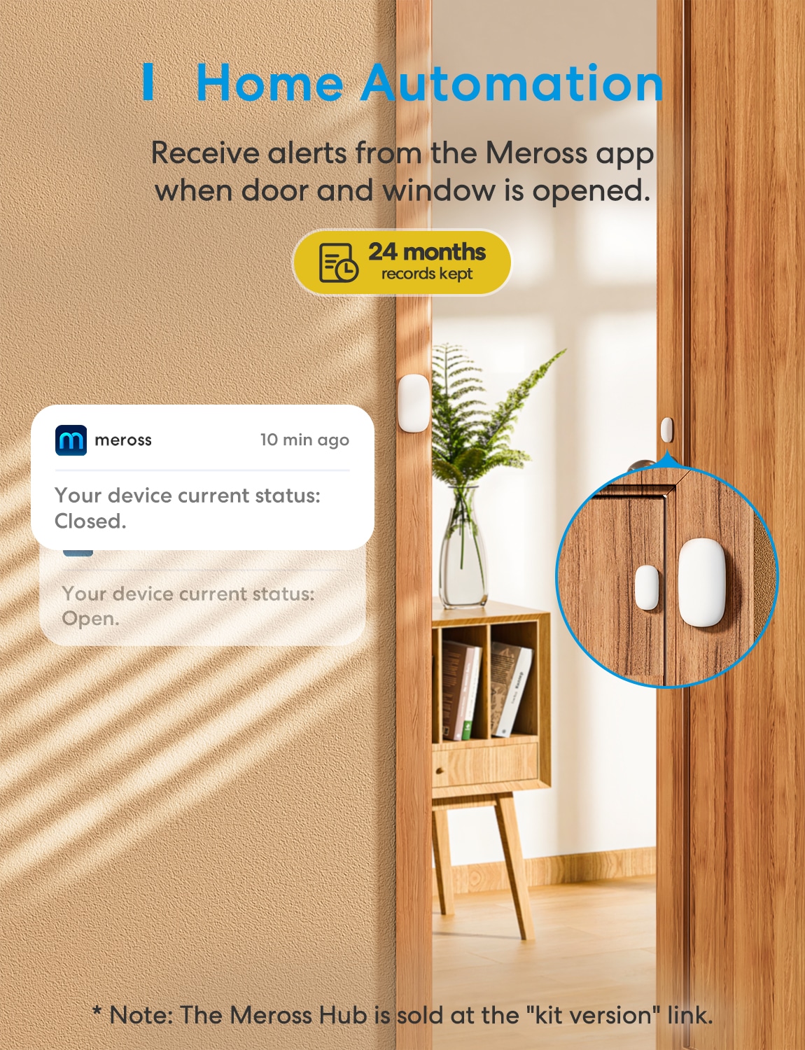 MEROSS Smart Wireless Tür-/Fenstersensor MS200HK-EU MEROSS Smart Wireless Tür-/Fenstersensor MS200HK-EU