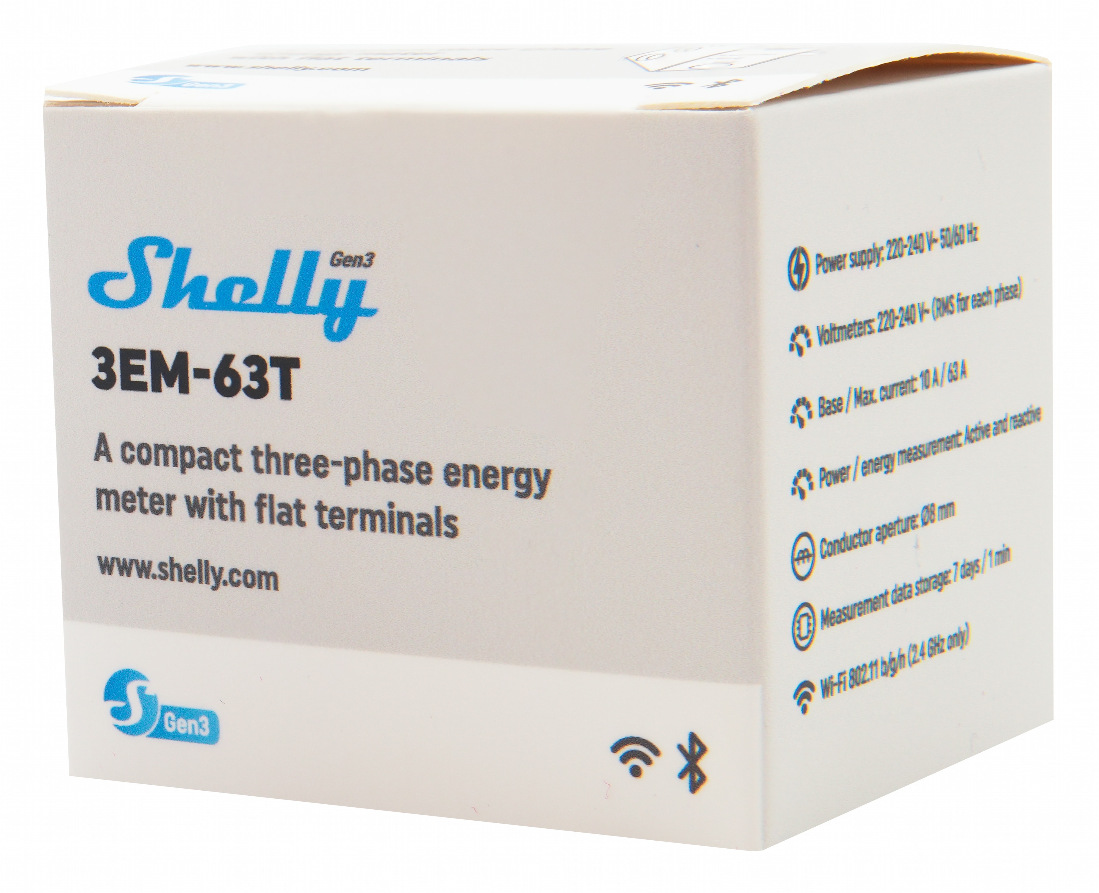 SHELLY WLAN-Stromzähler 3EM-63T Gen3, weiß
