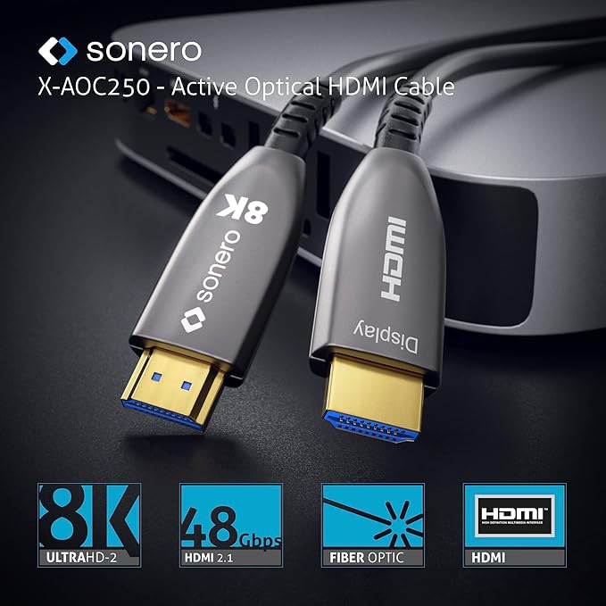 SONERO Aktives HDMI Kabel X-AOC250-100, AOC Extender Kabel 8K, 10m SONERO Aktives HDMI Kabel X-AOC250-100, AOC Extender Kabel 8K, 10m
