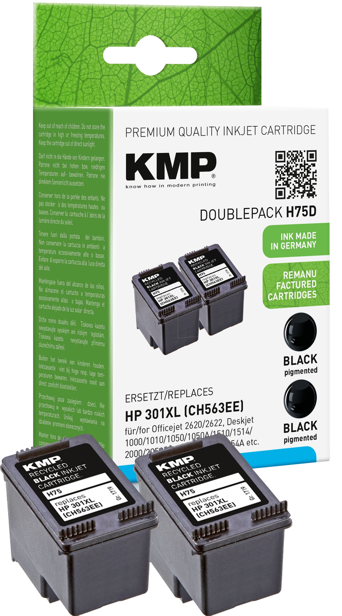 KMP Tintenpatronen Doppelpack H75D ersetzt HP 301XL 