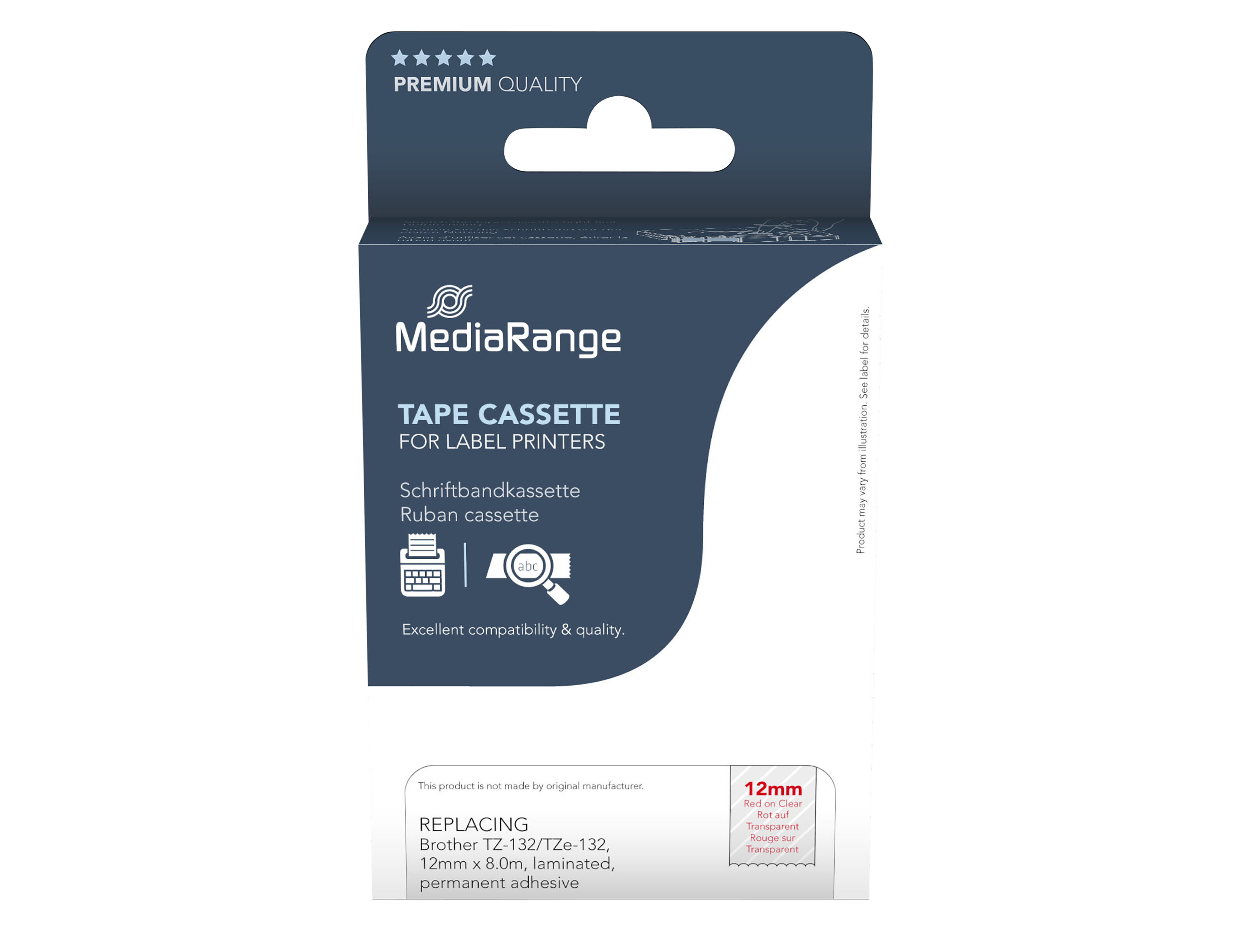 MEDIARANGE Schriftband MRBTZ132, ersetzt Brother TZ-132/TZe-132