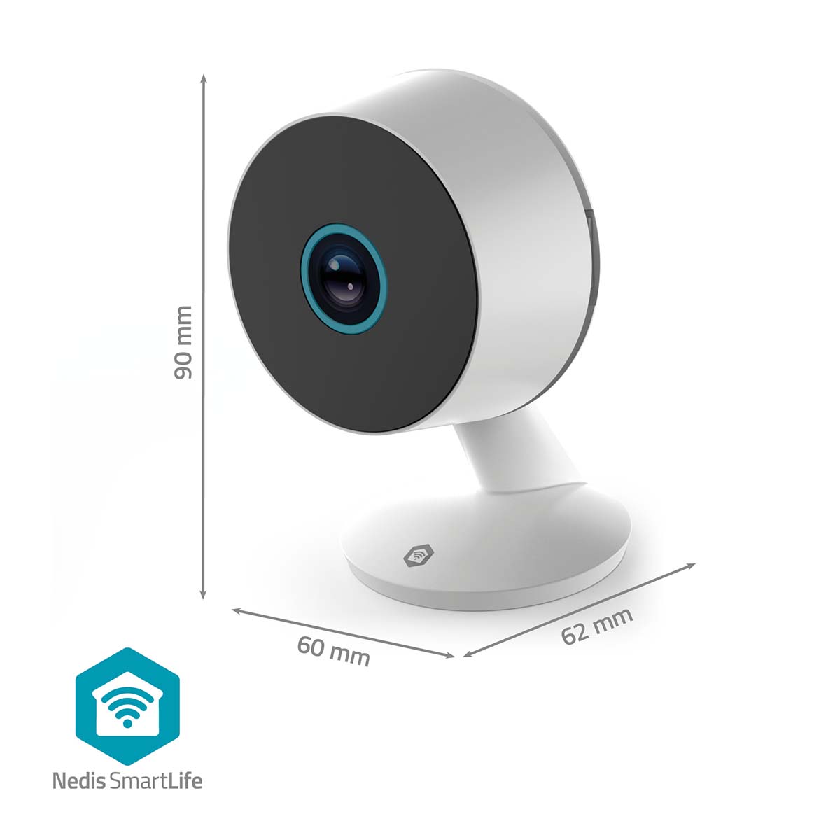 NEDIS SmartLife Indoor Kamera WIFICI08CWT, 3MP Full HD 1296p, Nachtsicht, Bewegungsmelder, weiß