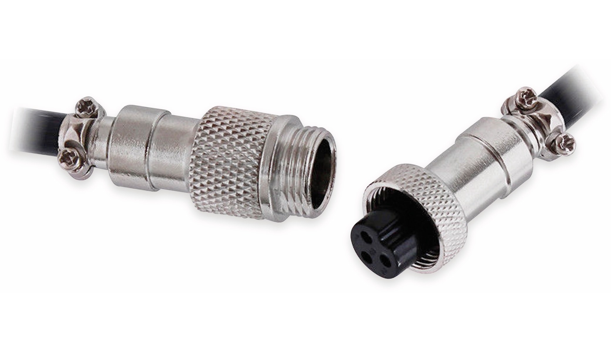 Hochstrom Steckverbinder-Set, 3-polig, Ø 12 mm, Schraubverschluss