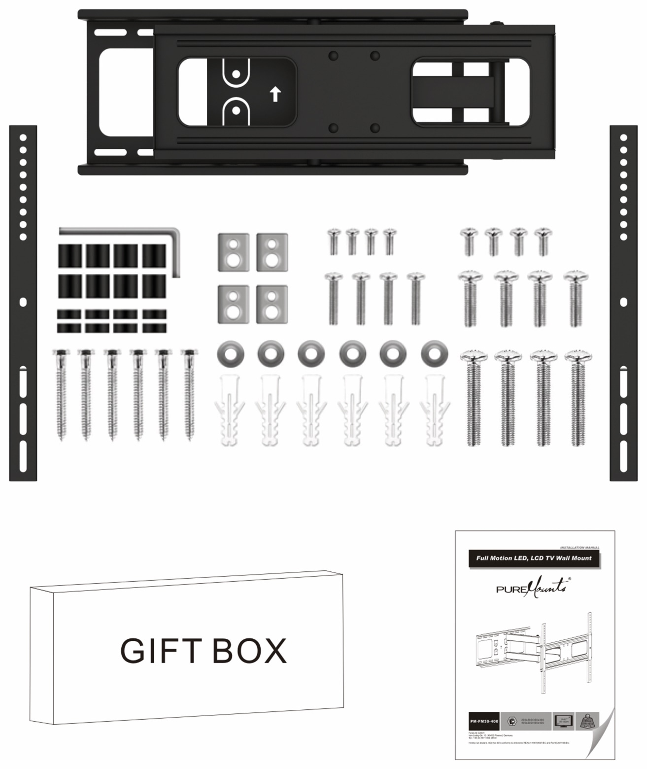 PUREMOUNTS TV-Wandhalter PM-FM30-400, VESA 400x400mm