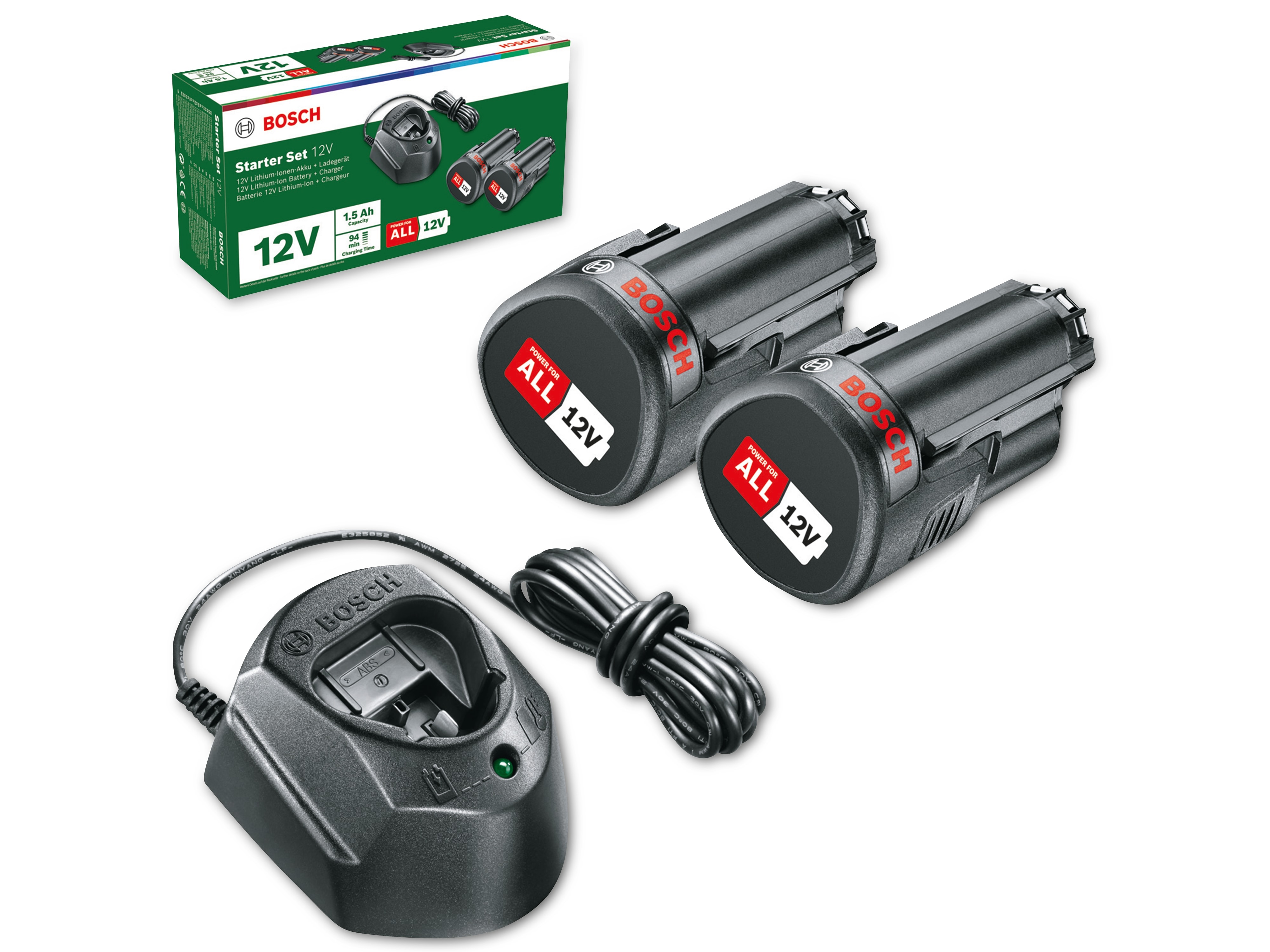 BOSCH Starter-Set, 12V, Ladegerät GAL 1210 CV, 2x Akku 1500mAh