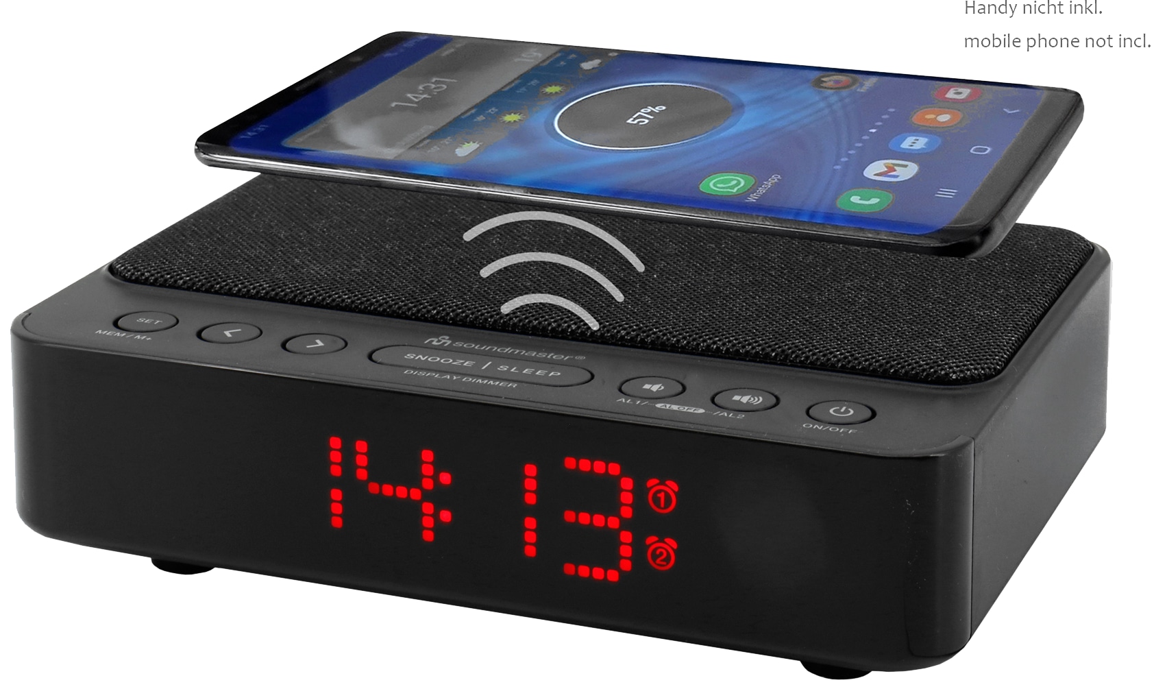 SOUNDMASTER HIGHLINE UKW-PLL Uhrenradio UR124SW, mit kabelloser Ladefunktion SOUNDMASTER UKW-PLL Uhrenradio UR124SW, mit kabelloser Ladefunktion
