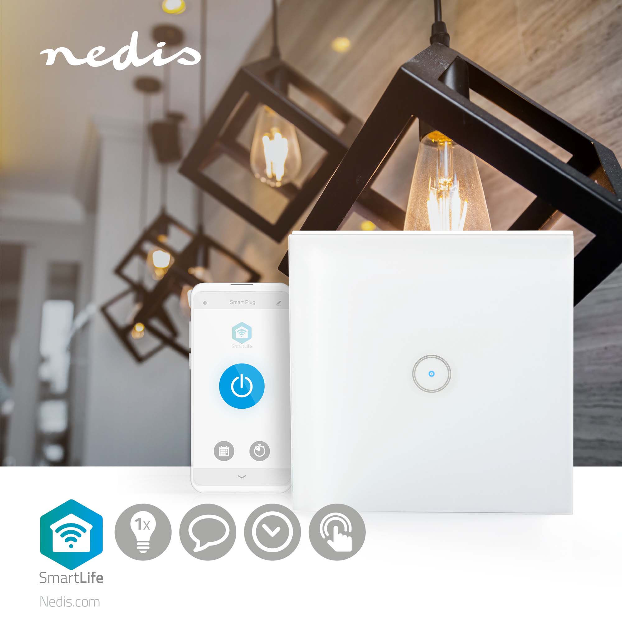 NEDIS Wandschalter SmartLife, single, weiß