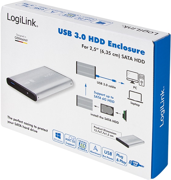 LOGILINK Festplatten-Gehäuse, 6,35 cm (2,5"), USB 3.0/SATA, silber LOGILINK Festplatten-Gehäuse, 6,35 cm (2,5"), USB 3.0/SATA, silber