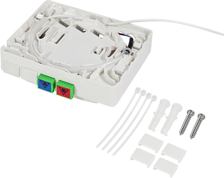 LOGILINK FTTH-Anschlussbox FB2SC20, 2x SC/APC, mit 20 m Verlegekabel