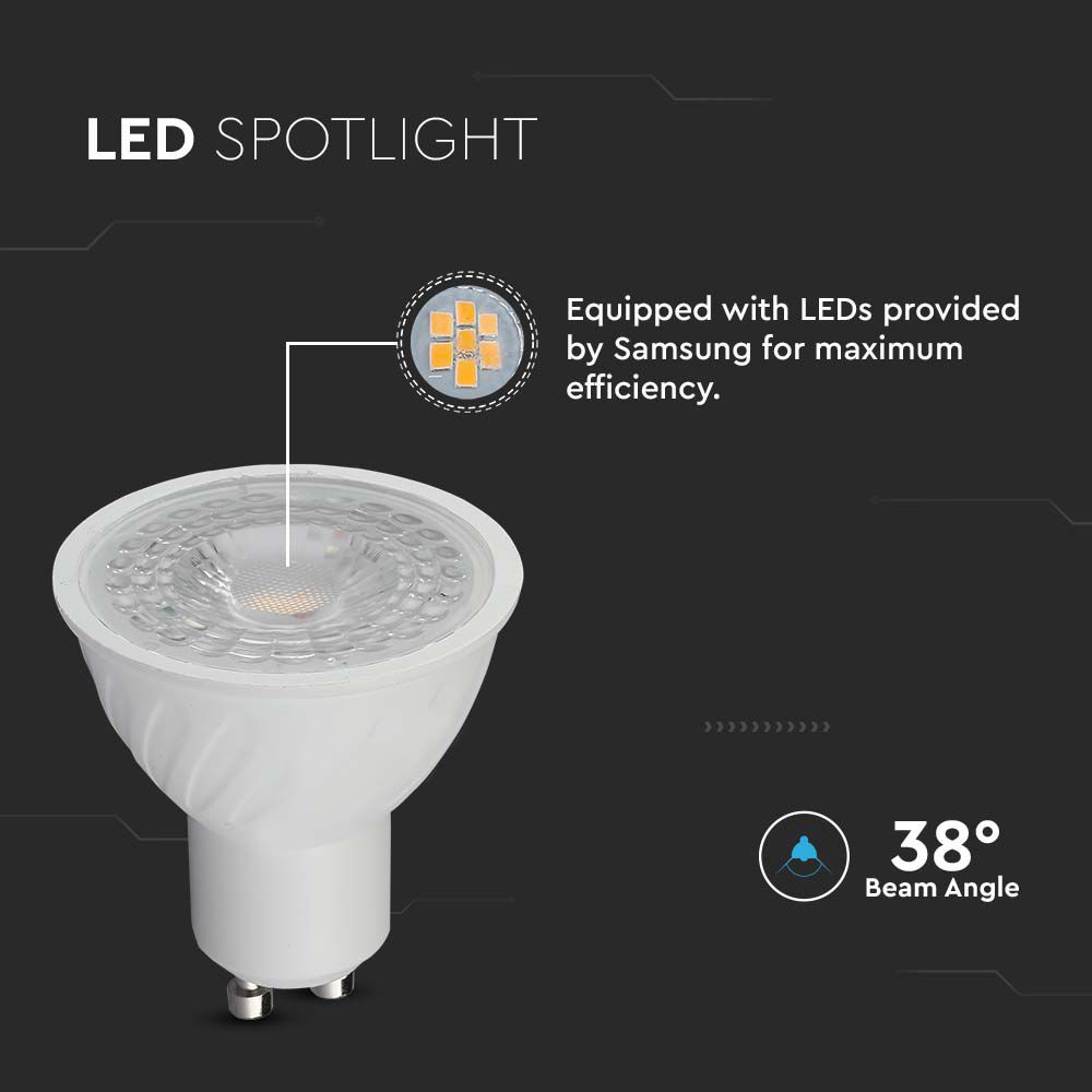 V-TAC LED-Lampe VT-21194, EEK: F, 6W, 445lm, 6500k, GU10, 110°