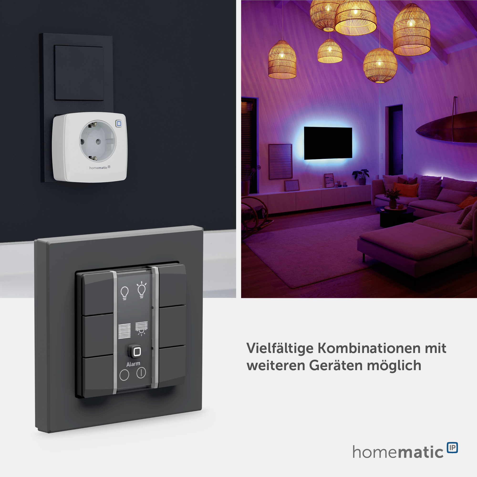 HOMEMATIC IP 162028A0, Wandtaster, 6-fach, 230 V, anthrazit