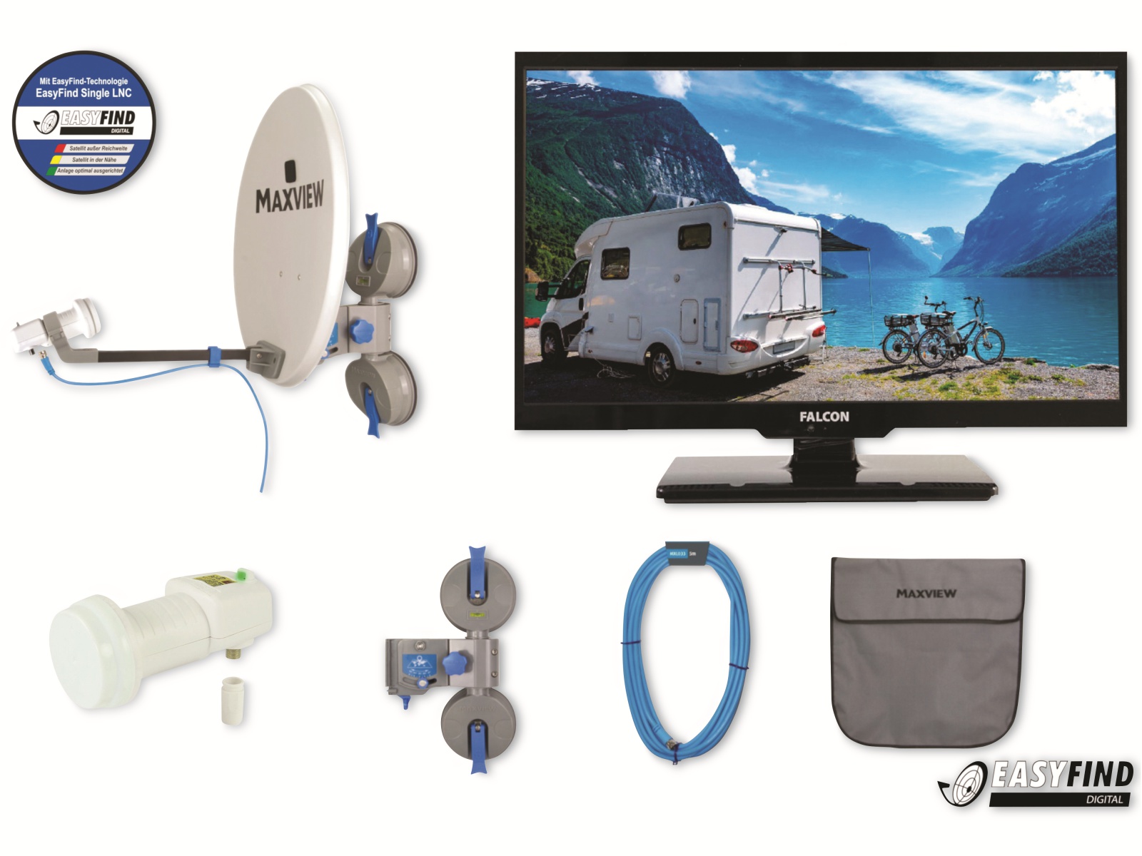 FALCON Easyfind TV Camping Set Maxview Pro, inkl. LED-TV 48 cm (19")