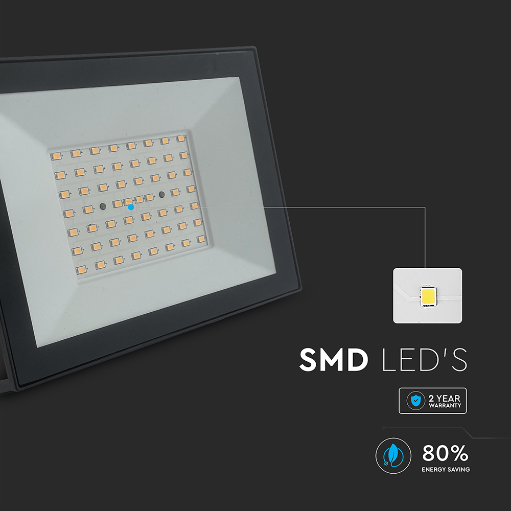 V-TAC LED-Fluter, VT-44054, 50 W, 3000 K, EEK: F, 4000 lm, warmweiß, IP65, schwarz