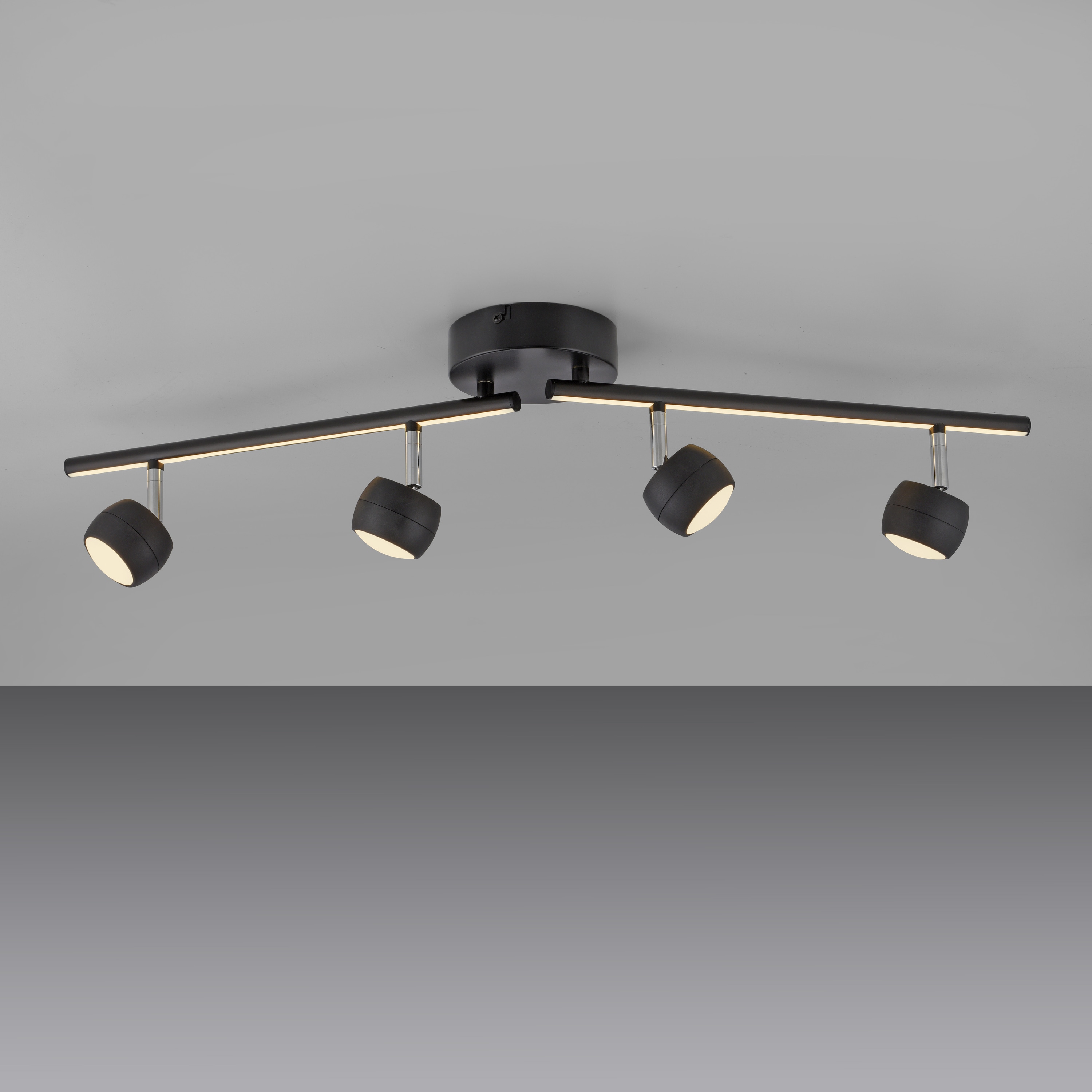 JUST LIGHT LED-Deckenleuchte 11402-18, 20,40W, 3000K, 2360lm, warmweiß, IP20, schwarz