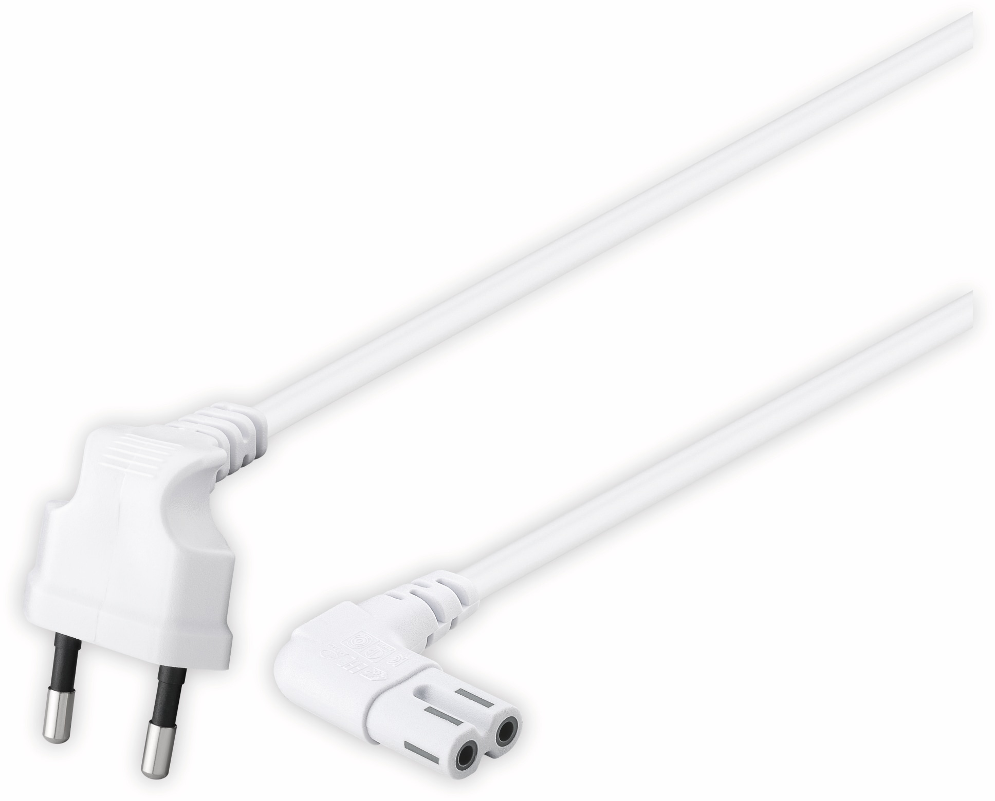 GOOBAY Euro-Netzkabel mit Doppelnutkupplung, weiß, 3m, 90°