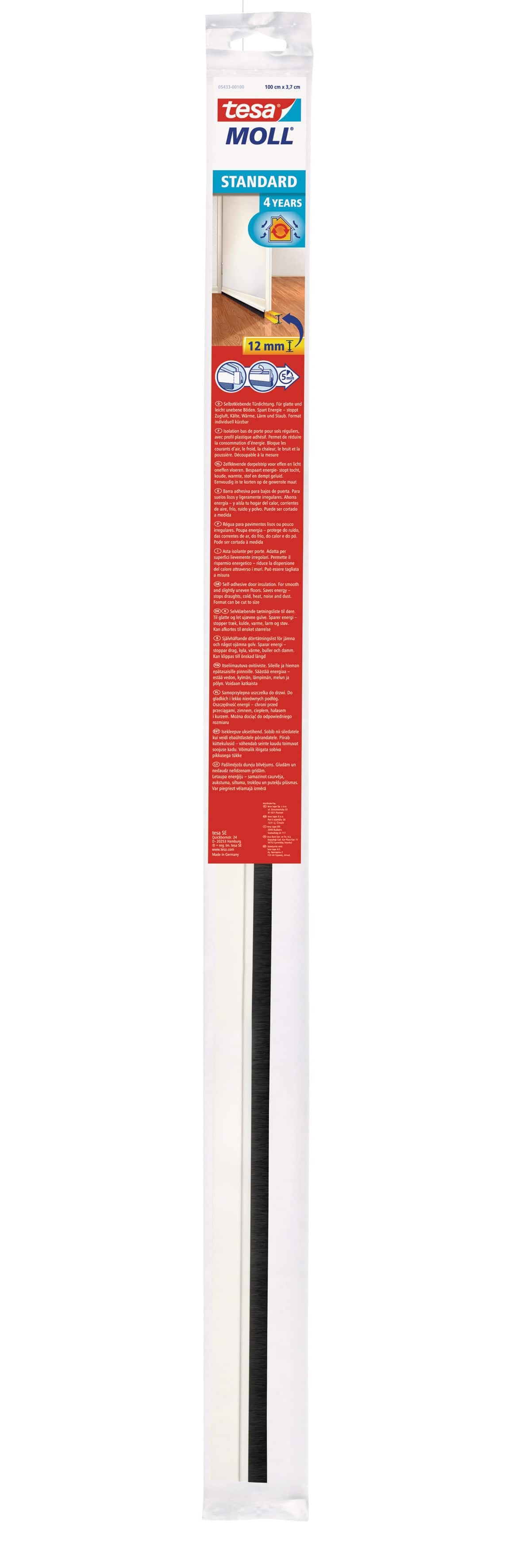 TESA tesamoll® STANDARD Türdichtschiene für glatte Böden, 37 mm x 1 m, weiß TESA tesamoll® STANDARD Türdichtschiene für glatte Böden, 37 mm x 1 m, weiß