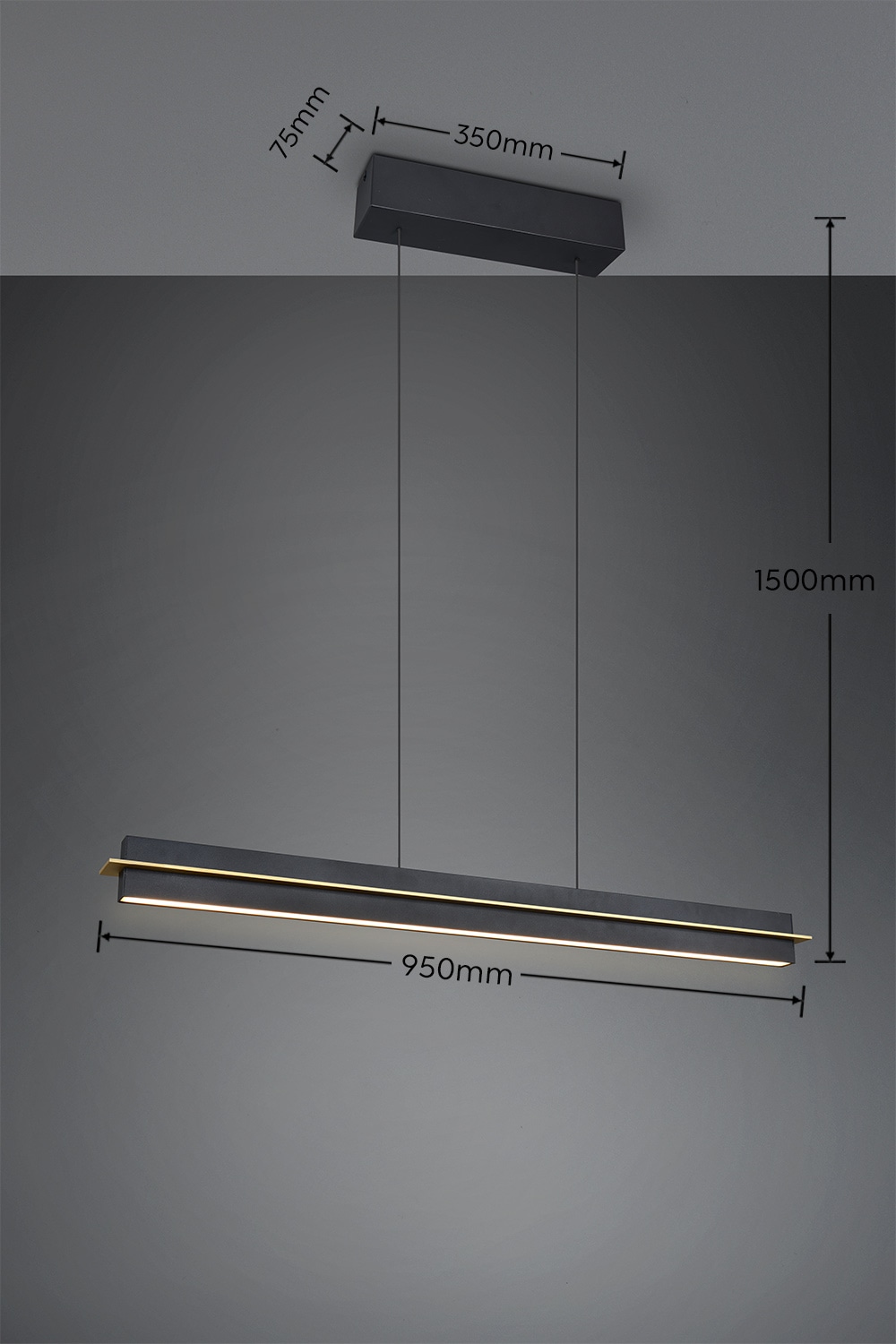 TRIO LED-Pendelleuchte EMERSON 346710180, 22 W, 2500 lm, schwarz
