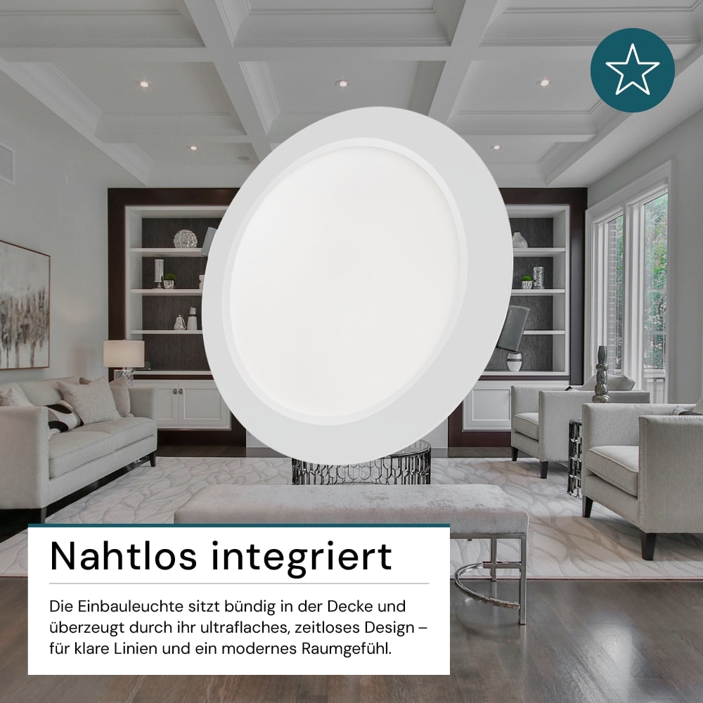 LUXULA LED-Einbauleuchte, 18W, EEK: F, 1800lm, CCT, IP44, weiß LUXULA LED-Einbauleuchte, 18W, EEK: F, 1800lm, CCT, IP44, weiß