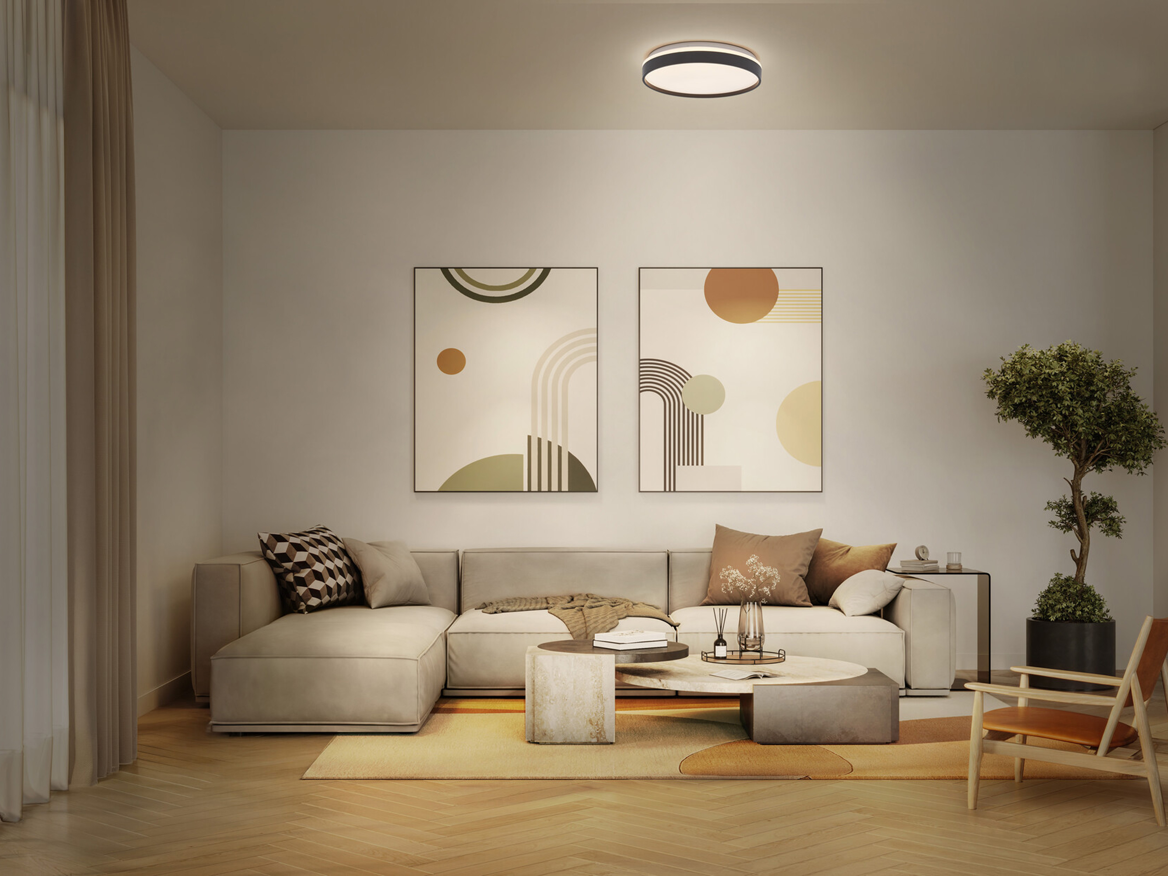 OSRAM LED-Deckenleuchte, 16W, 3000K, 1000lm, warmweiß, IP20, schwarz, Ø30cm