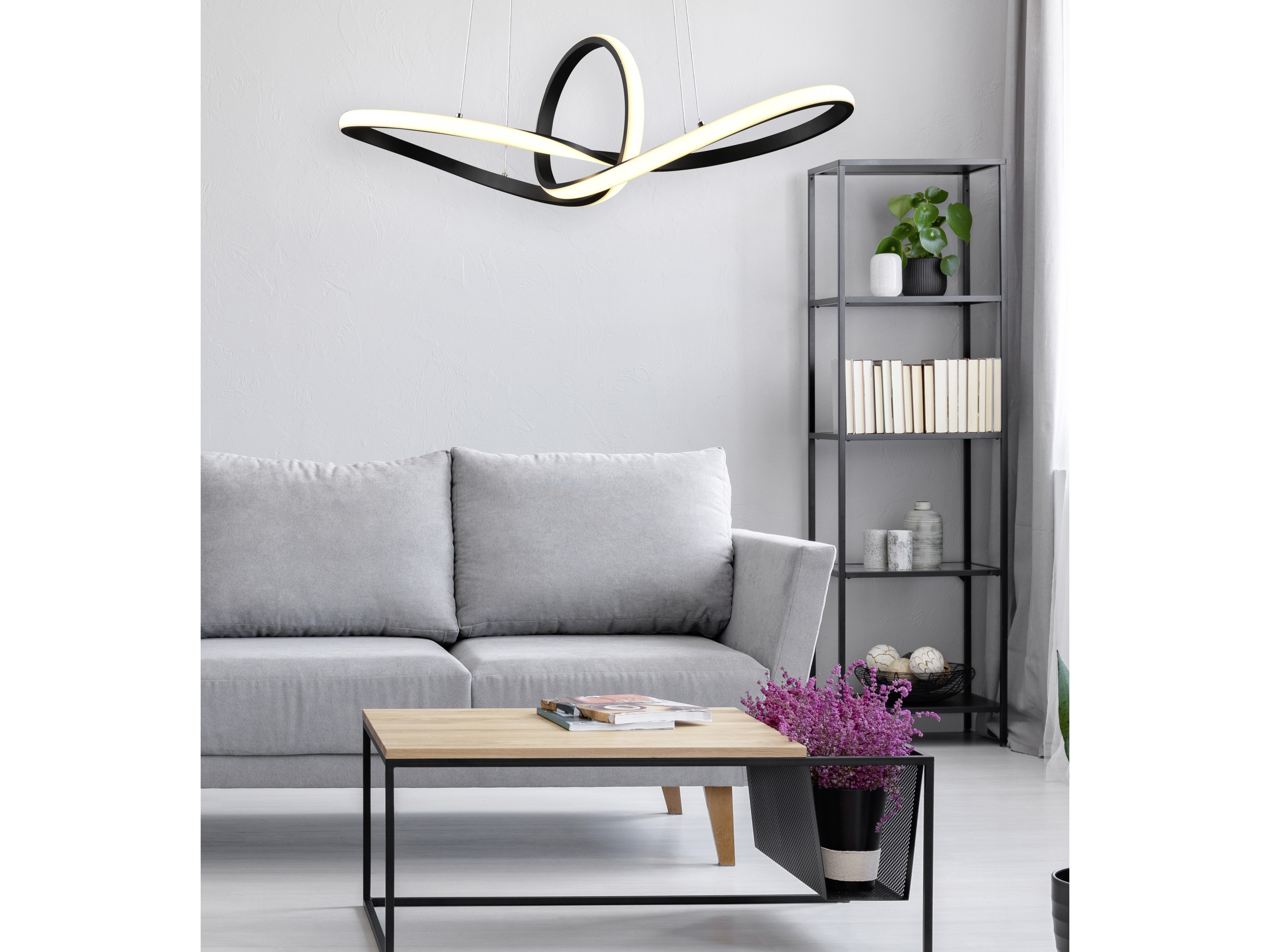 REALITY LED-Pendelleuchte, 28W, 3000K, 3200lm, warmweiß, IP20, schwarz