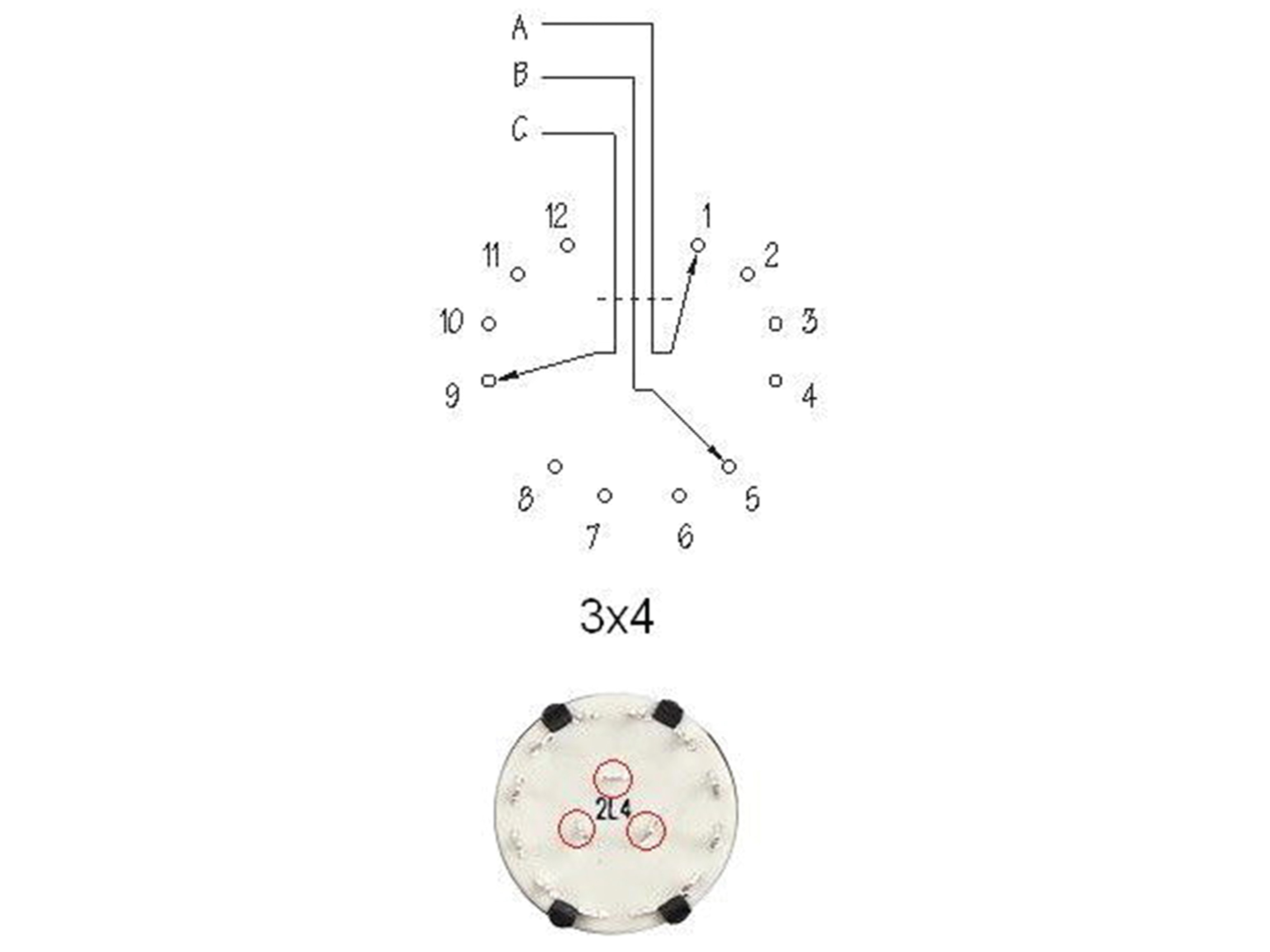 Drehschalter CKA3X04, 26 mm, 3x4 Kontakte