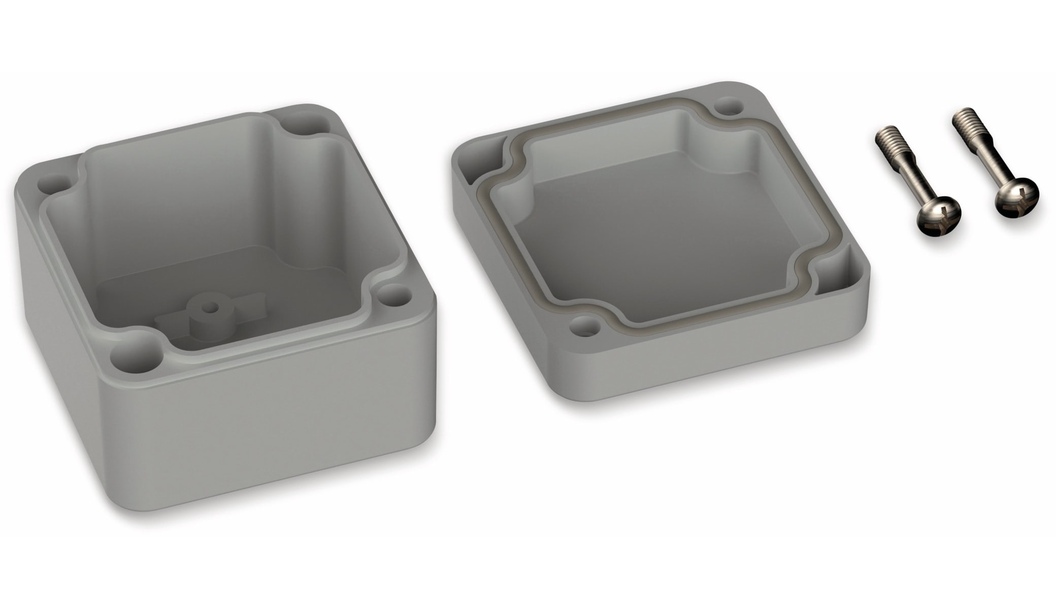 POLLIN, Polycarbonat Gehäuse, 52 x 50 x 35 mm, IP66, Lichtgrau