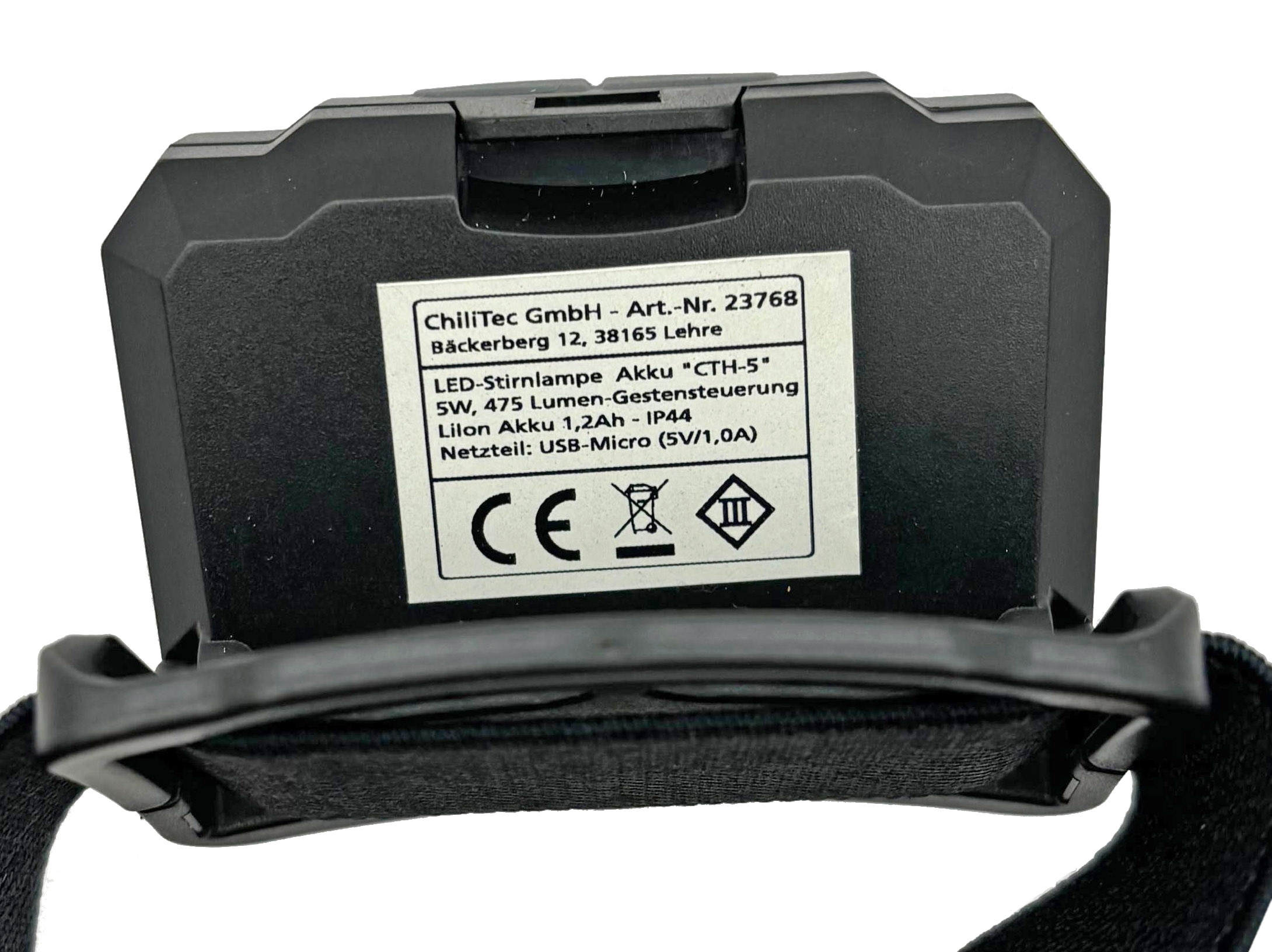 CHILITEC LED-Stirnlampe CTH-5, 5 W, IP44, 375 lm, Akkubetrieb