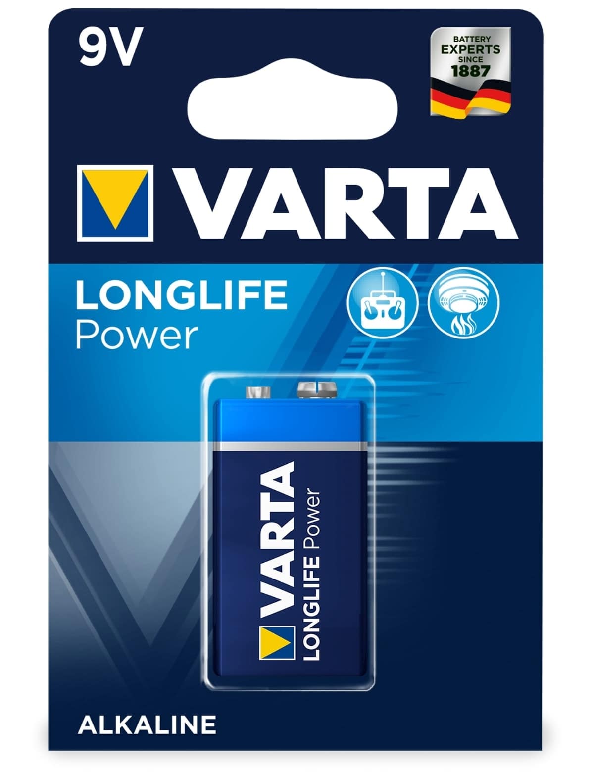 VARTA 9V-Blockbatterie, LONGLIFE, Power, 1St.(Blister)