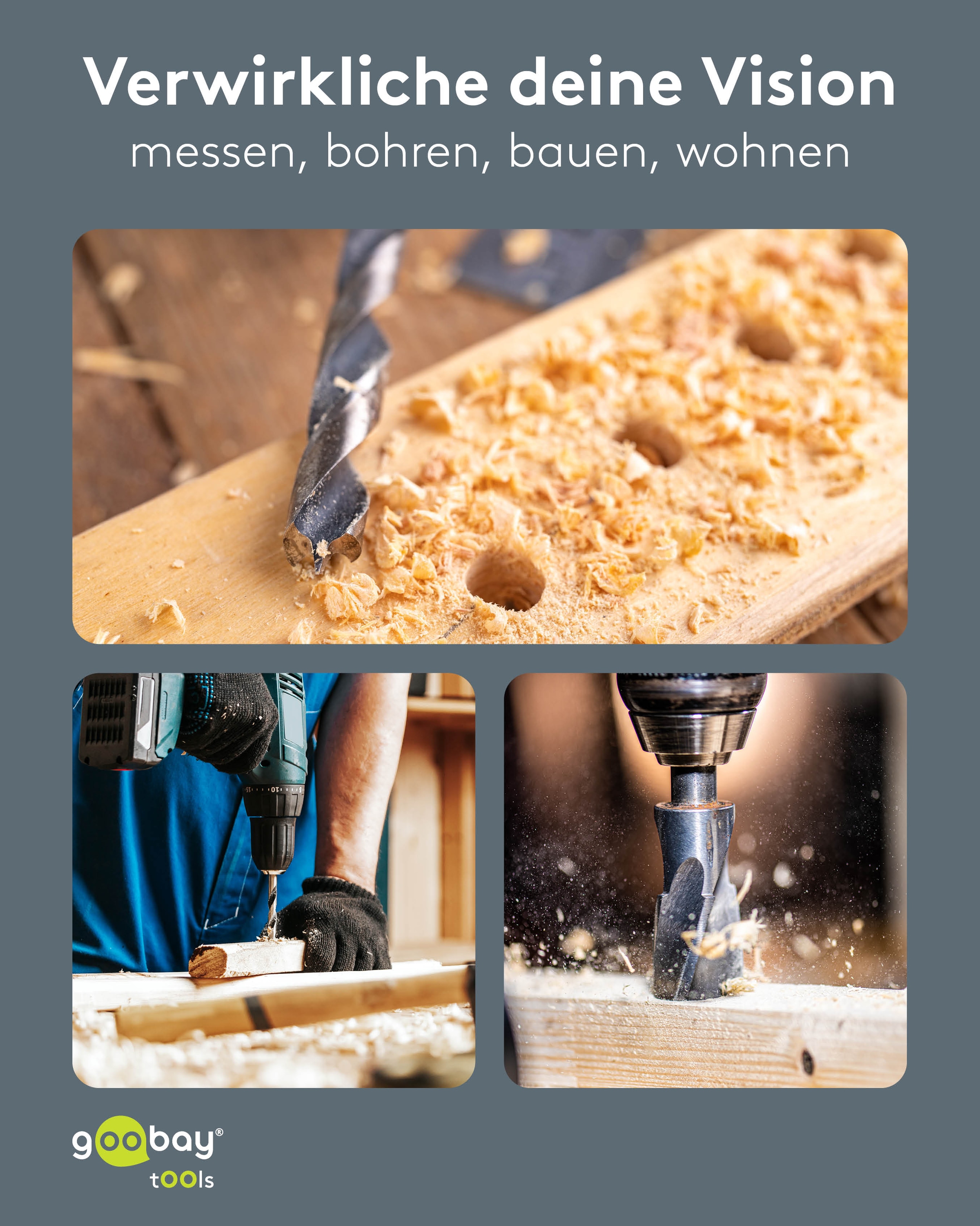 GOOBAY TOOLS Holzbohrer-Set, 77847, 3-10 mm, 15-teilig