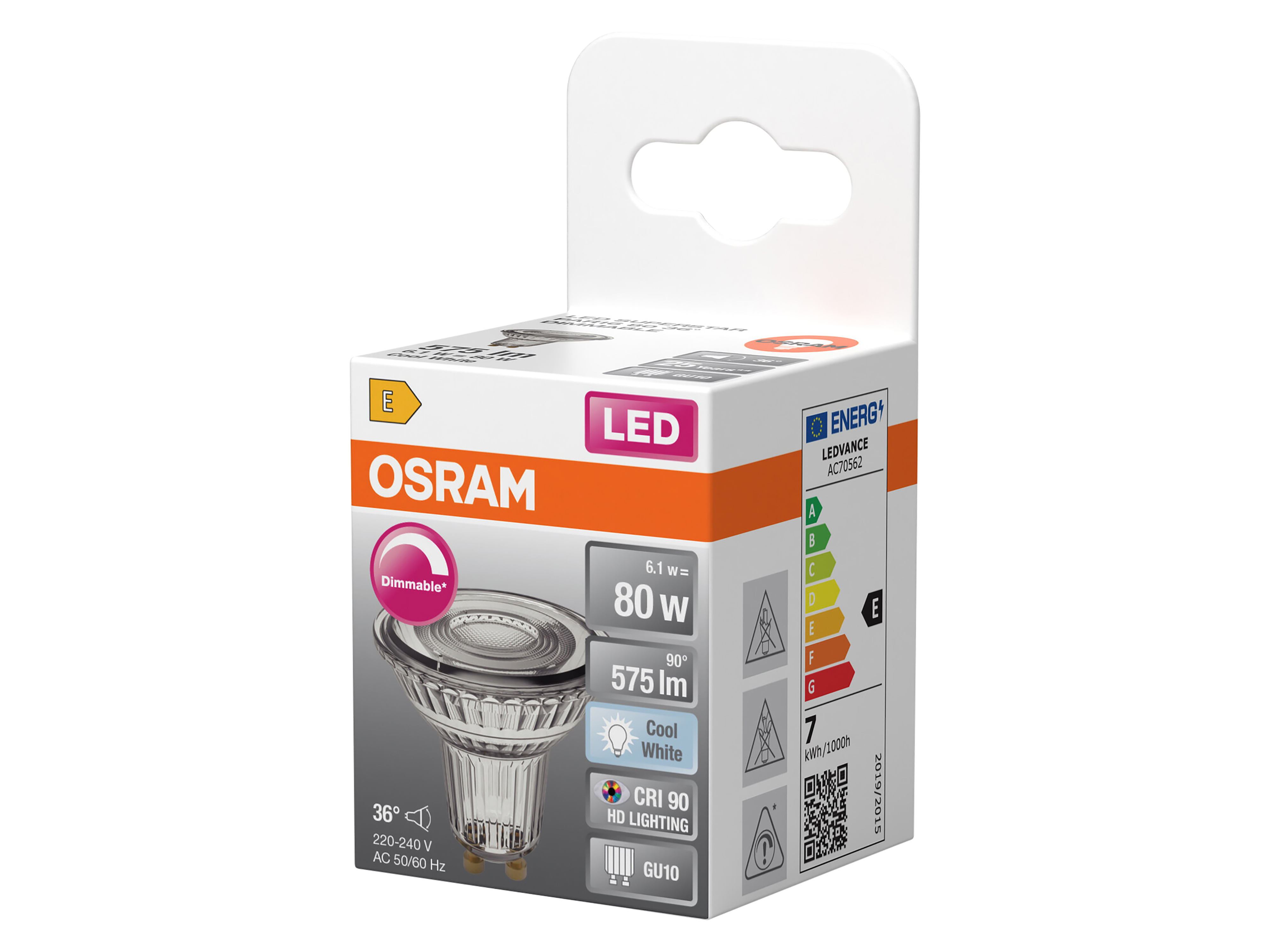 OSRAM LED-Lampe SUPERSTAR, dimmbar, GU10, 6,1 W, 4000 K, EEK: E, 575 lm, neutralweiß