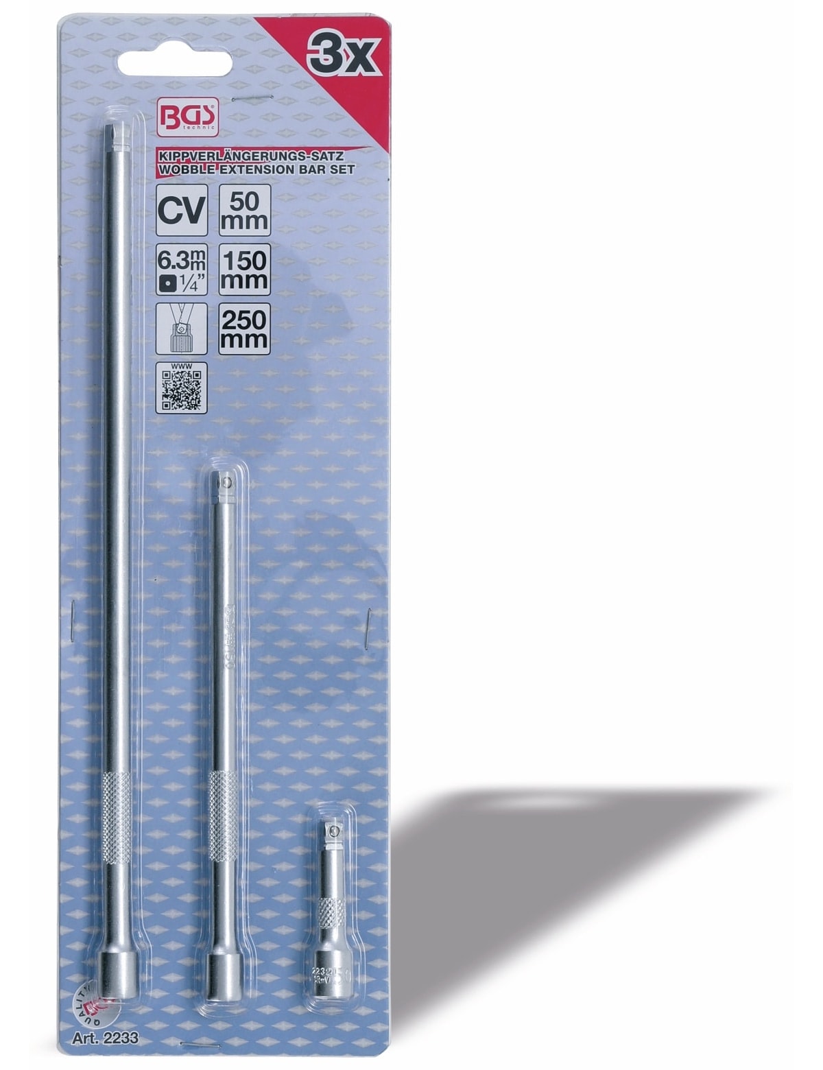BGS TECHNIC Kippverlängerungs-Satz, 2233, 6,3 mm (1/4"), 50 / 150 / 250 mm, 3-tlg. BGS TECHNIC Kippverlängerungs-Satz, 2233, 6,3 mm (1/4"), 50 / 150 / 250 mm, 3-tlg.
